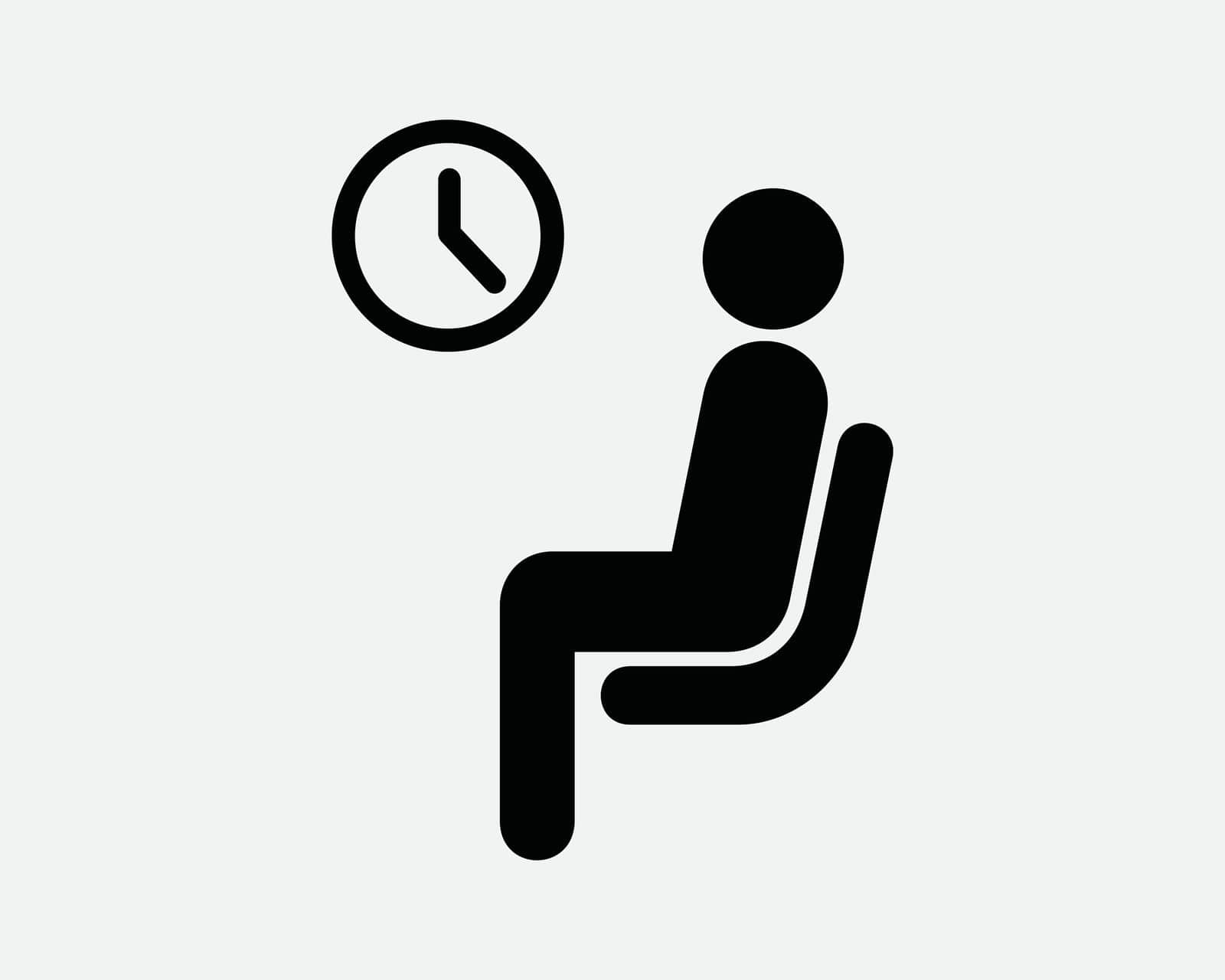 Waiting Room Icon. Man Sit on Chair Lounge Wait Area Airport Hospital Office Patience Sign Symbol Artwork Graphic Illustration Clipart Vector Cricut
