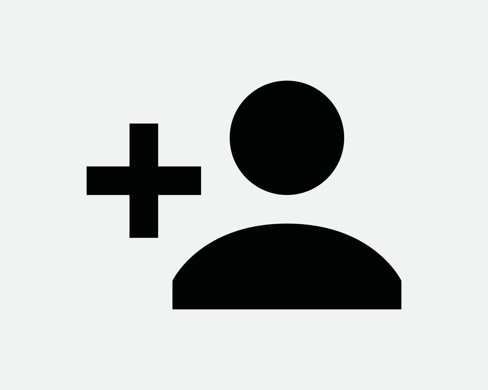 Add User Business Person Member Profile Avatar Plus Cross Mark Black and White Icon Sign Symbol Vector Artwork Clipart Illustration