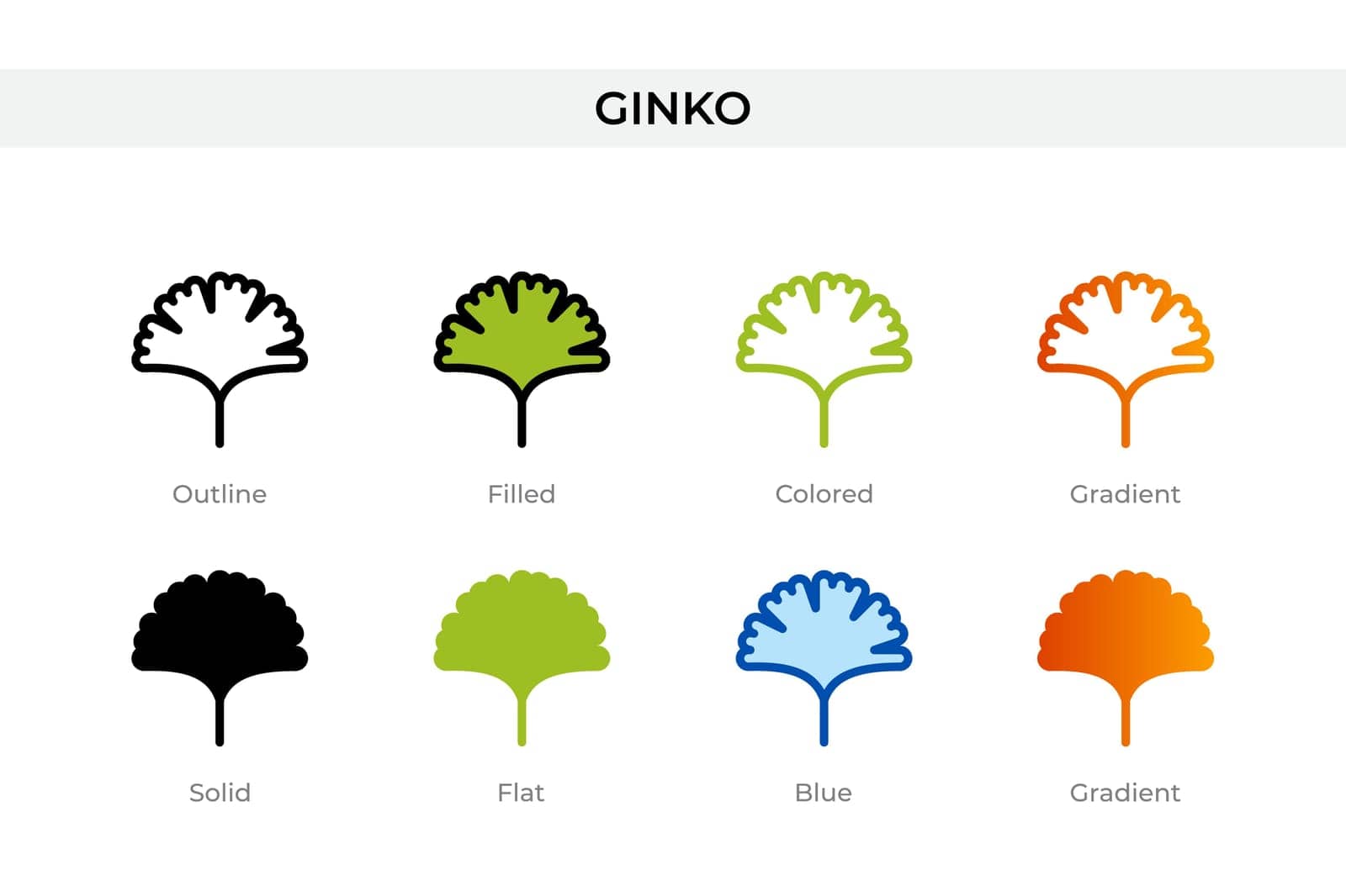 ginko icon in different style. ginko vector icons designed in outline, solid, colored, filled, gradient, and flat style. Symbol, logo illustration. Vector illustration by Aozora