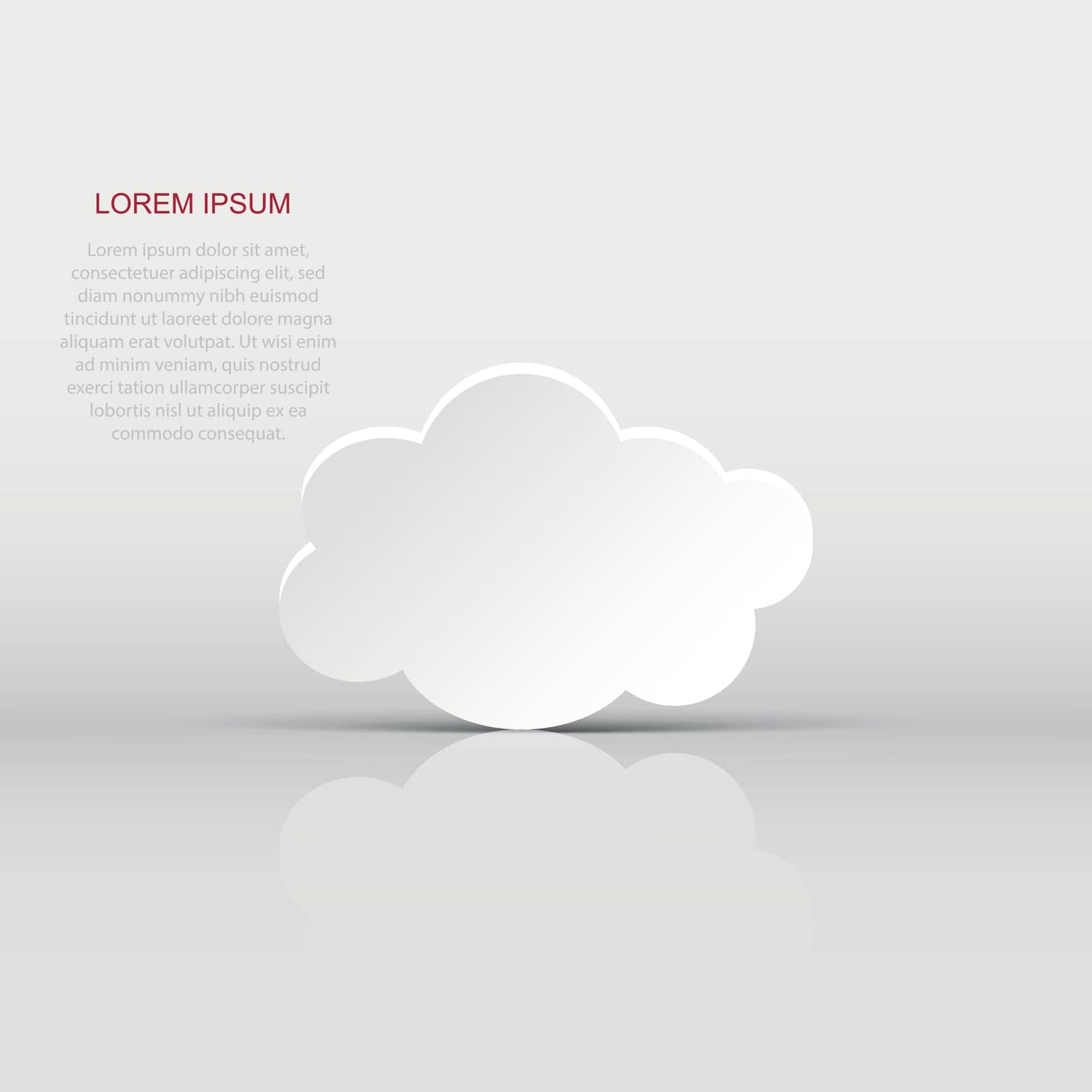 Cloud sky vector icon. Clouds with shadow flat vector illustration. Cartoon bubble business concept pictogram. by LysenkoA