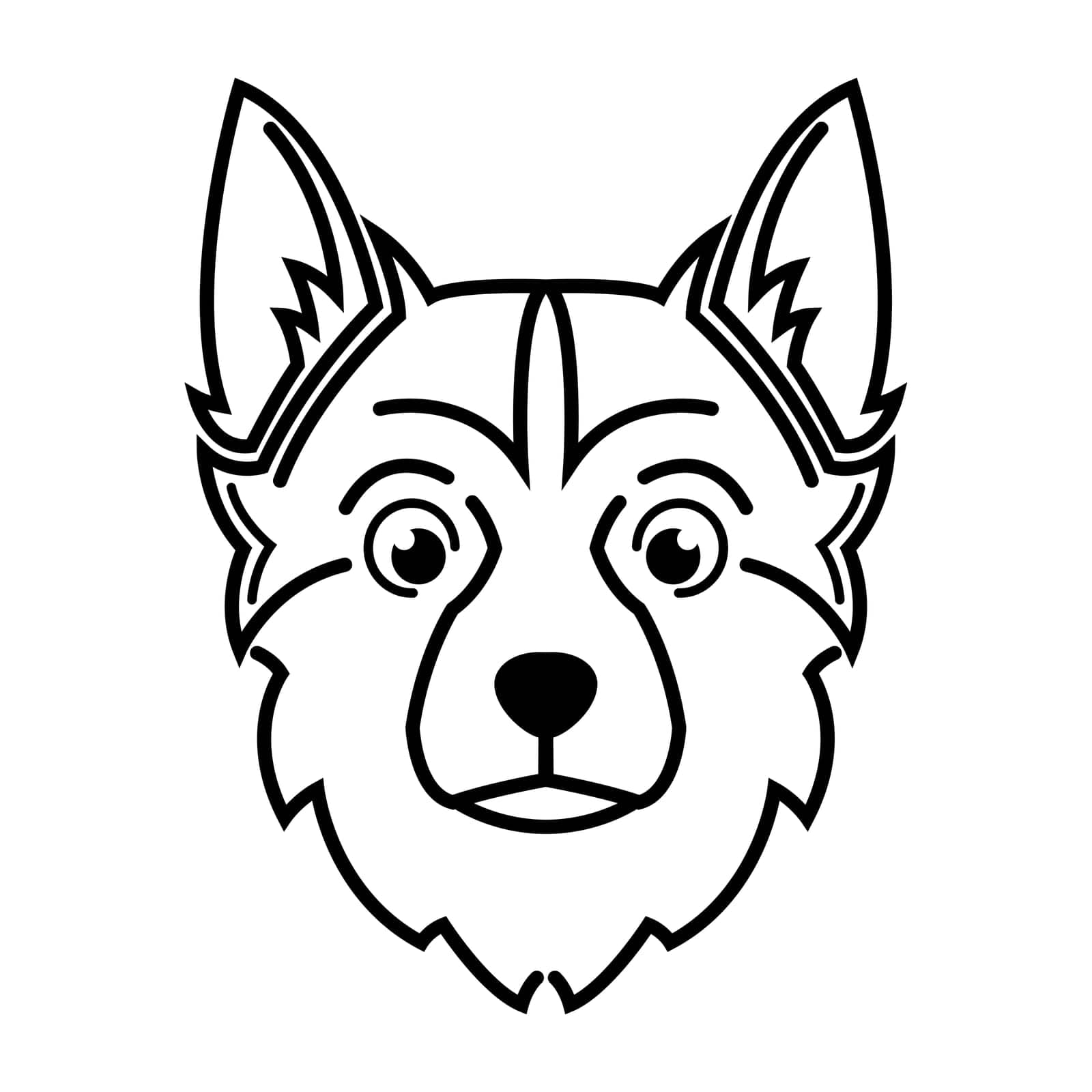 Black and white line art of dog head. Good use for symbol, mascot, icon, avatar, tattoo, T Shirt design, logo or any design by Dear_s_Gallery