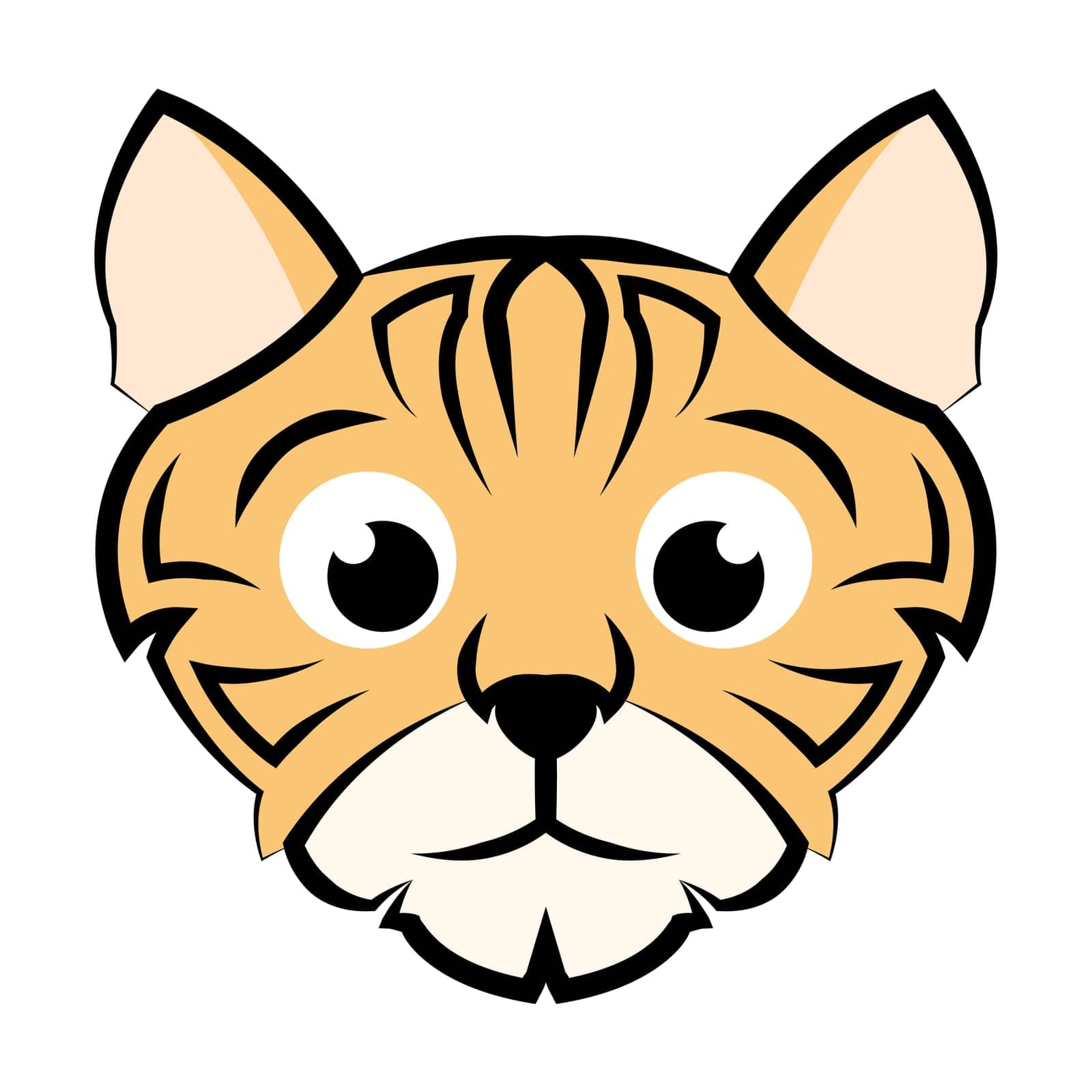 color image of cute cat head. Good use for symbol, mascot, icon, avatar, tattoo,T-Shirt design, logo or any design.