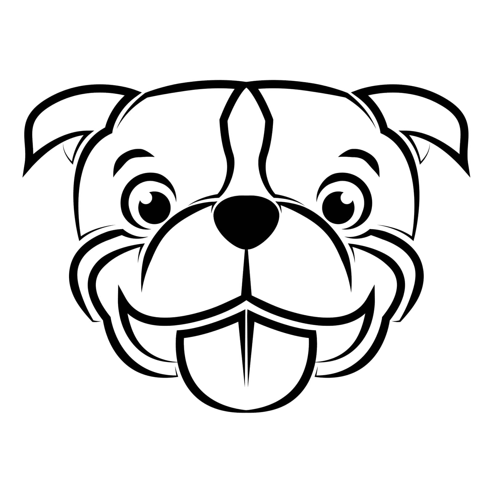Black and white line art of pitbull dog head. Good use for symbol mascot icon avatar tattoo T Shirt design logo or any design by Dear_s_Gallery
