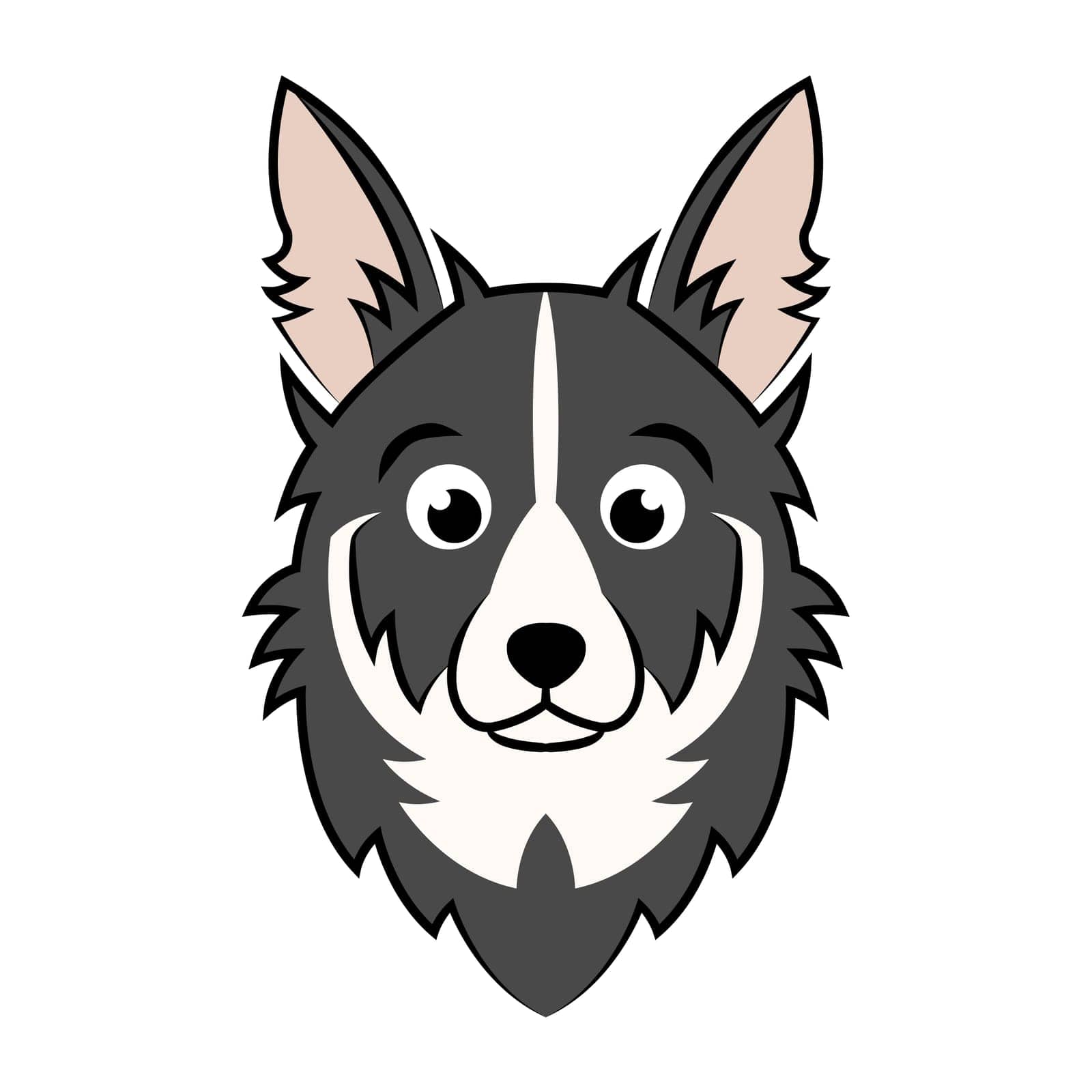 color image of border collie puppy dog head. Good use for symbol, mascot, icon, avatar, tattoo, T Shirt design, logo or any design