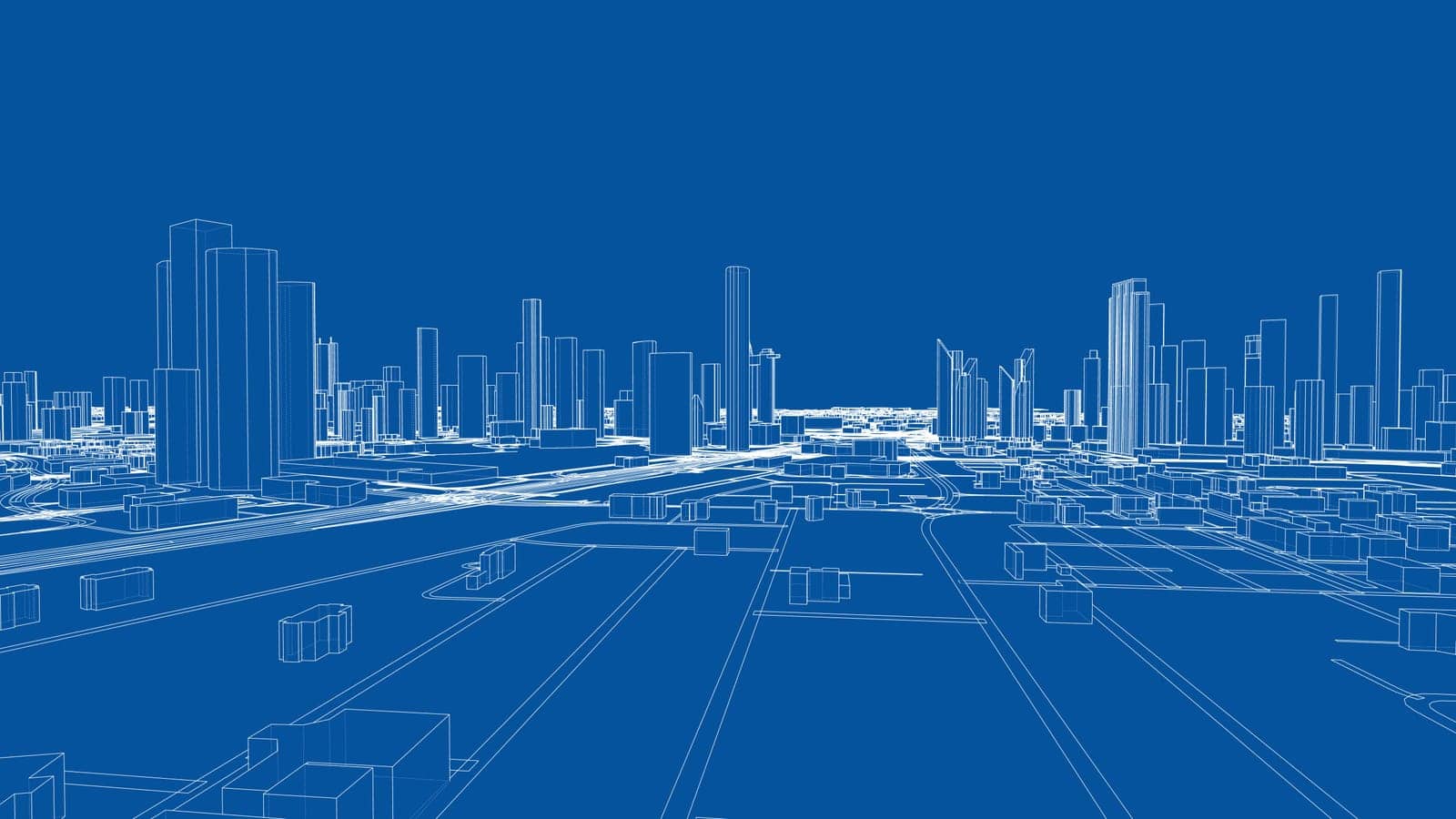 Outline city concept vector. Wire-frame style by cherezoff