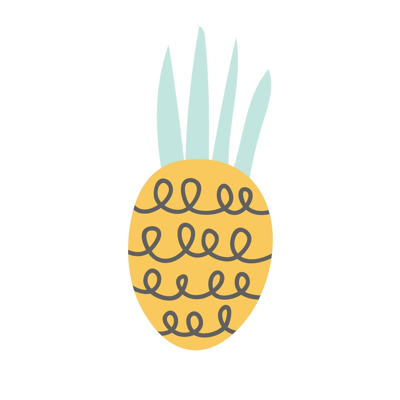 Summer fruits for healthy lifestyle. Pineapple fruit. Vector illustration cartoon flat icon isolated on white. EPS by Alxyzt