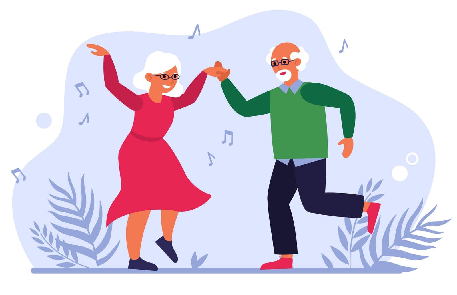 Funny elderly couple dancing by pchvector