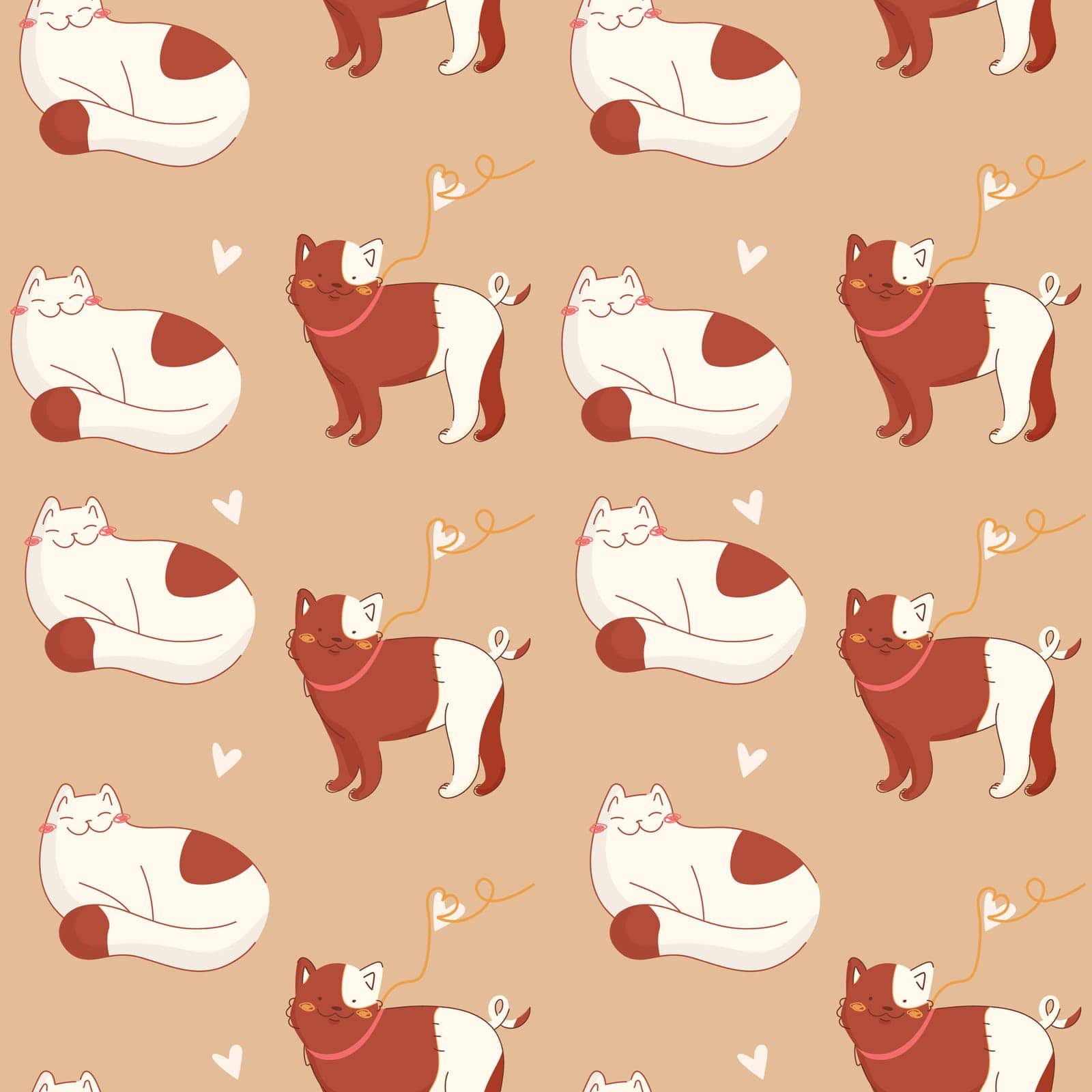 Pattern domestic cat and dog.Cute animals seamless pattern for packaging, print.Vector illustration.