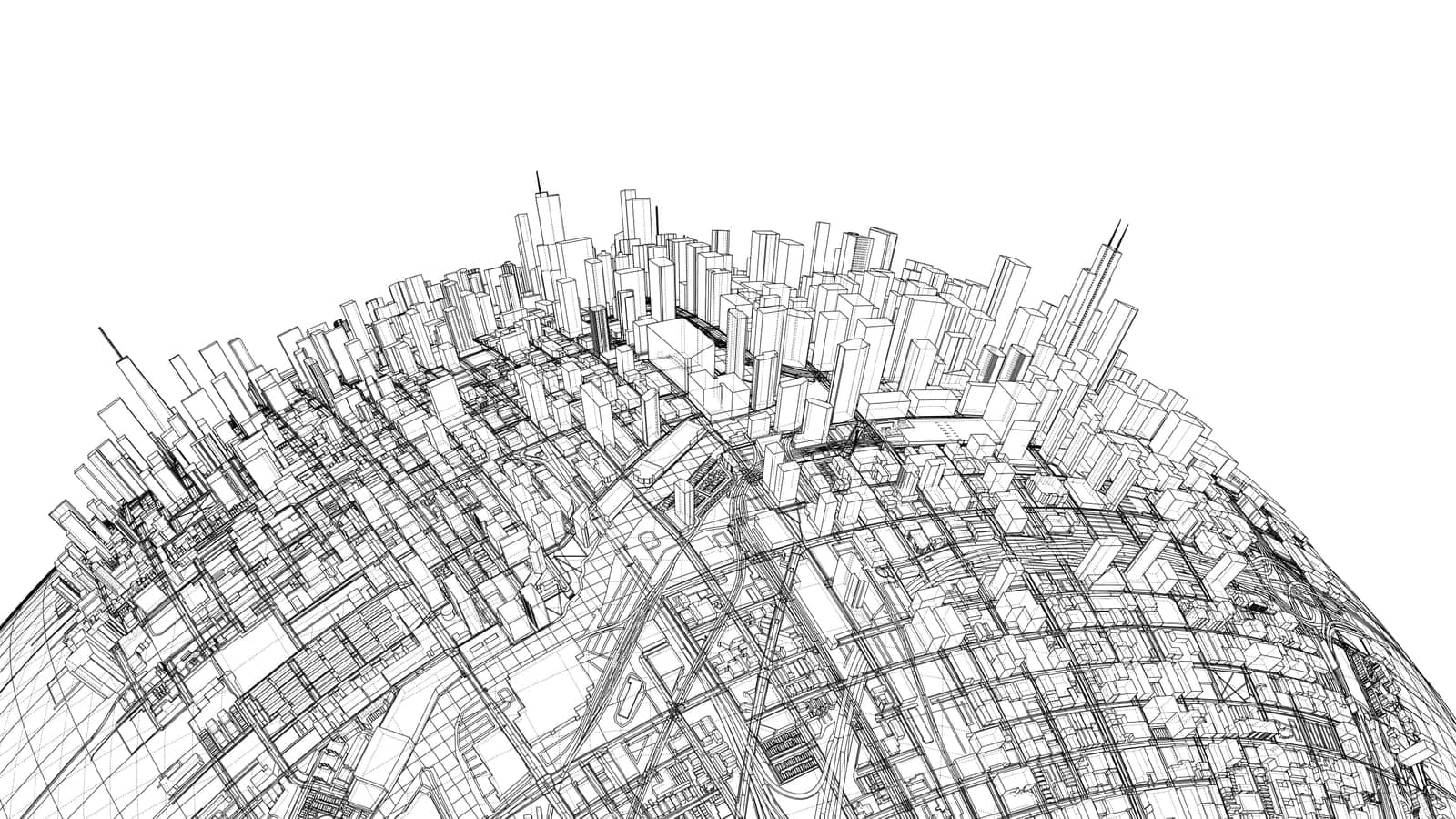 3d city sphere. Vector rendering of 3d by cherezoff
