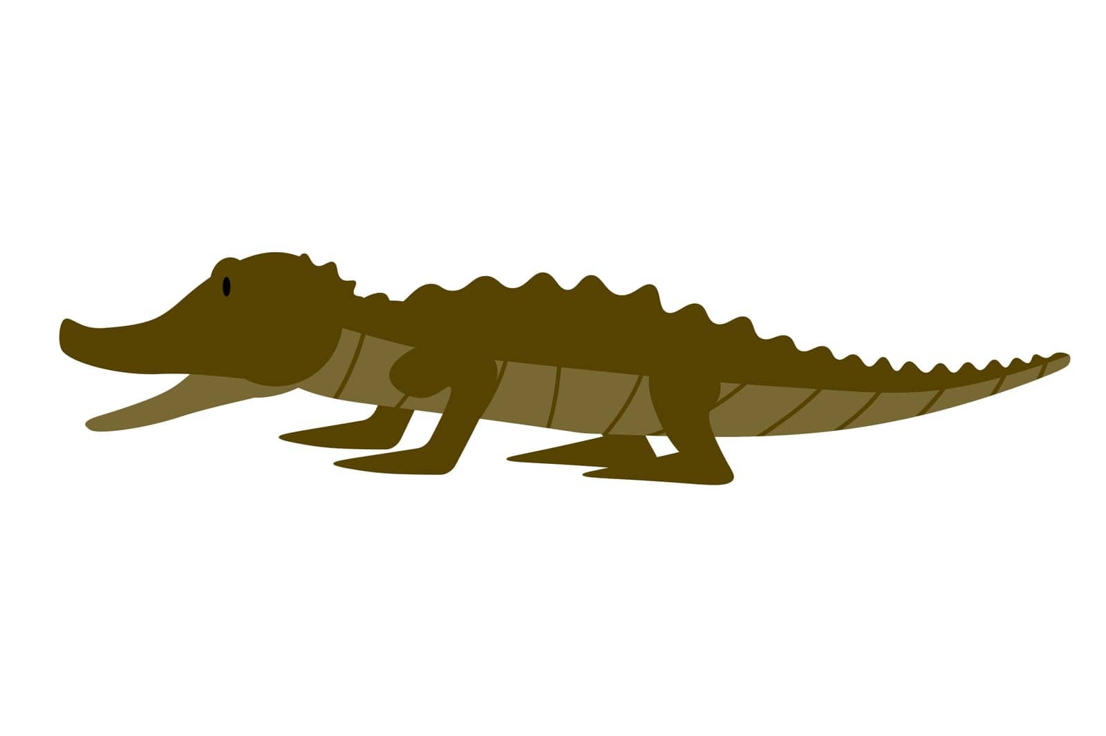 Friendly cute green alligator, funny wild animal, cartoon crocodiles, vector illustration isolated on white background