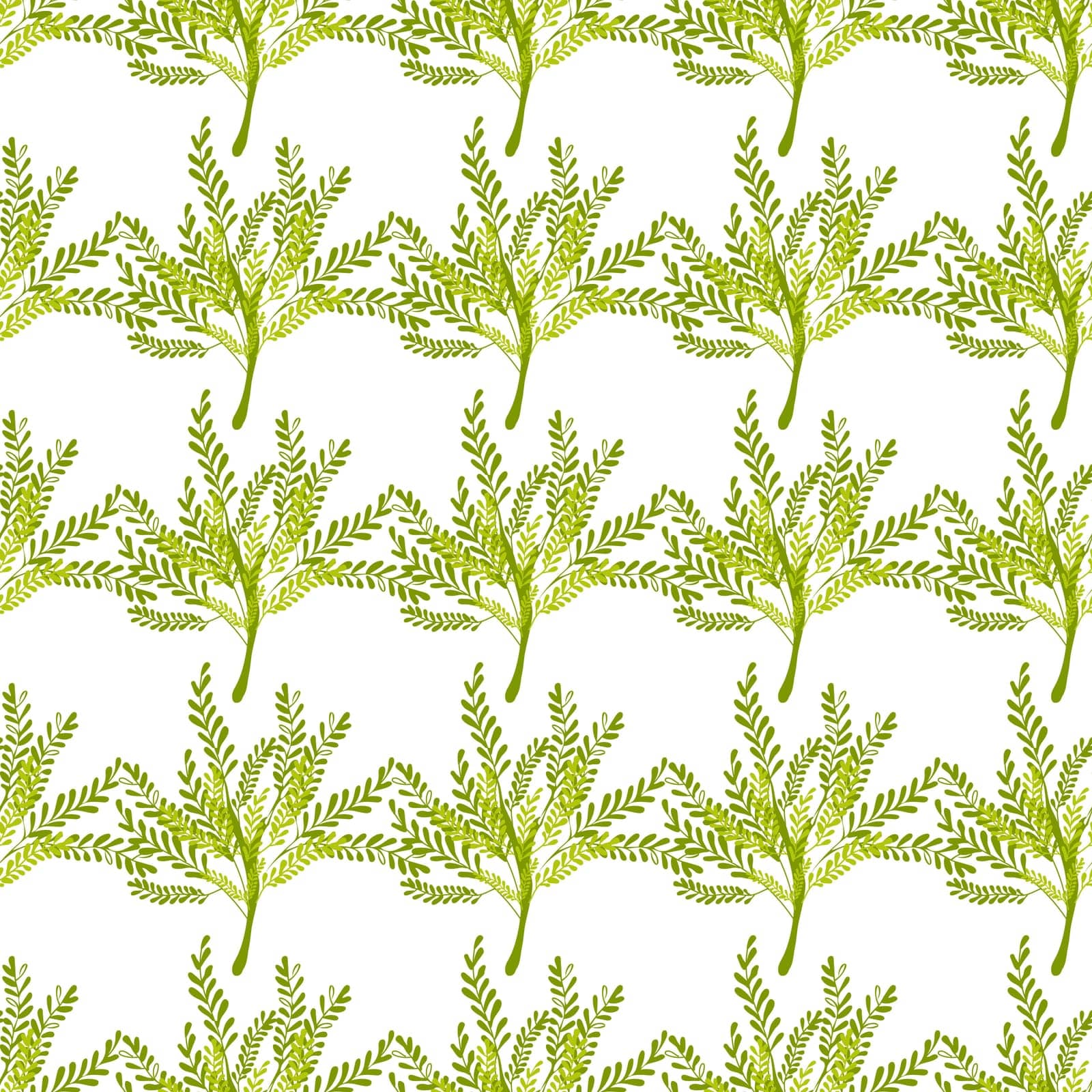 Summer abstract seamless pattern of marine plants. Marine theme. Algae. Print design, wallpaper, packaging. Vector flat illustration.