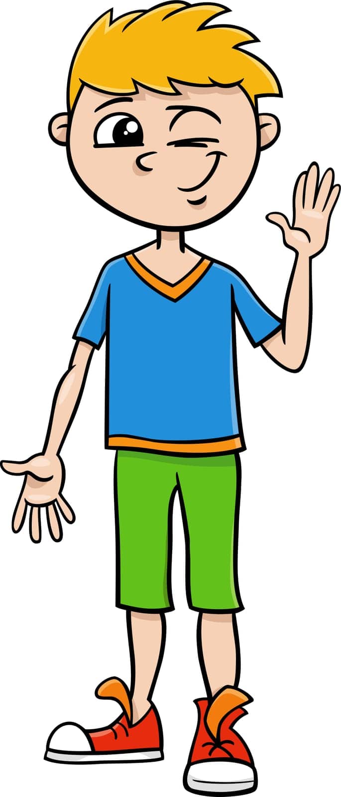 Cartoon illustration of elementary or teen age boy character