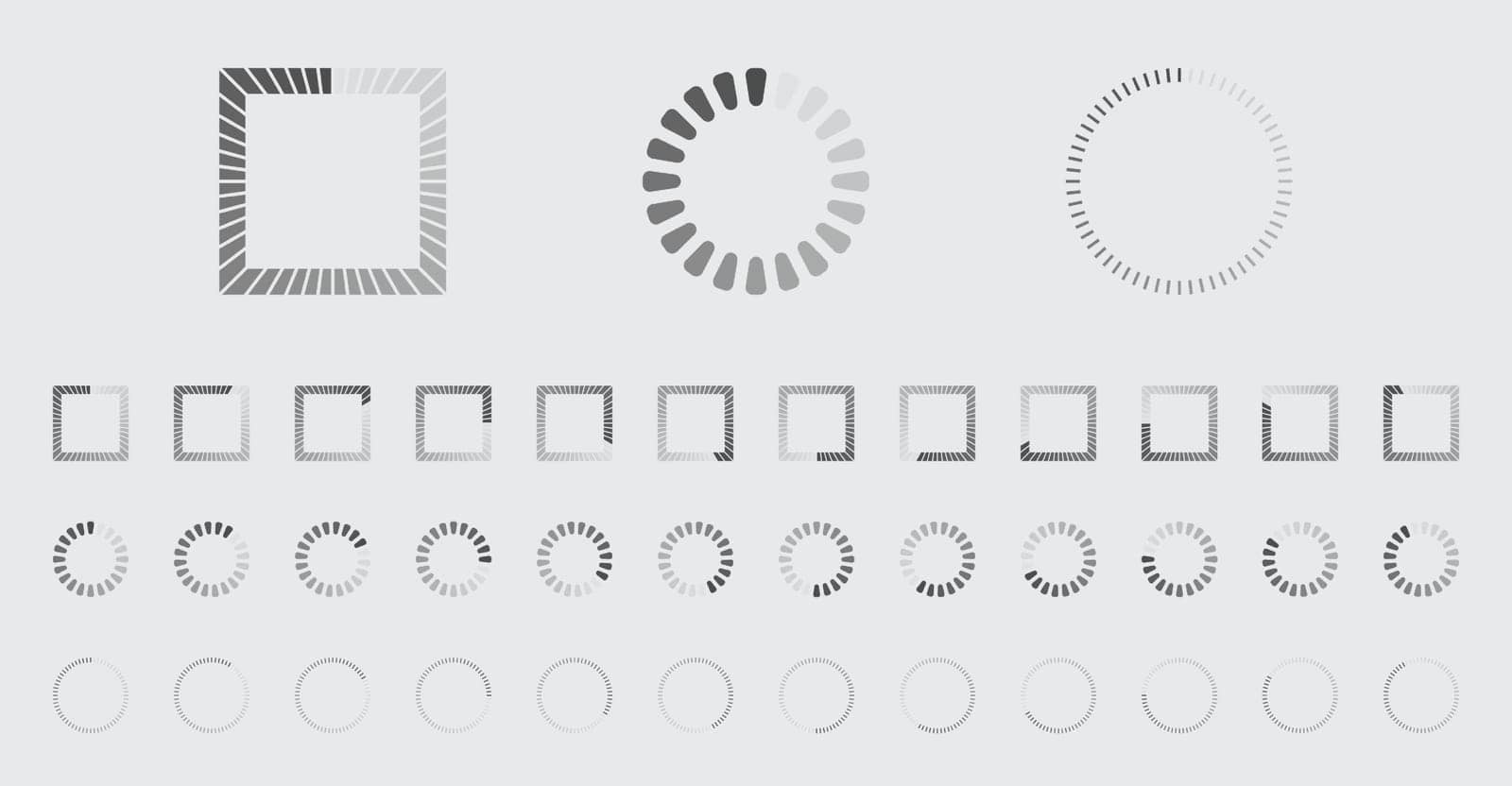 Circular Loading Buffering Icons Vector Set by smoki