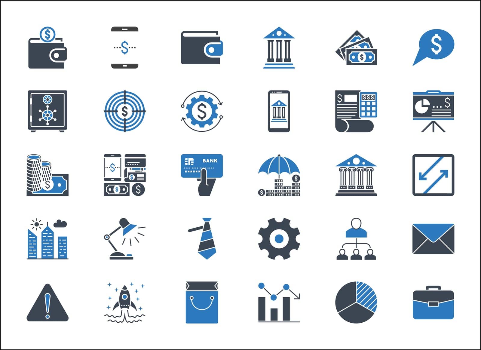Set vector business, banking and finance icons blue by smoki