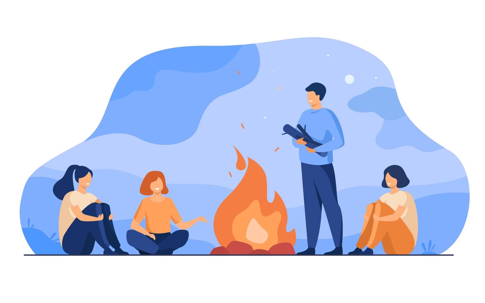 Campfire, camping, story telling concept by pchvector