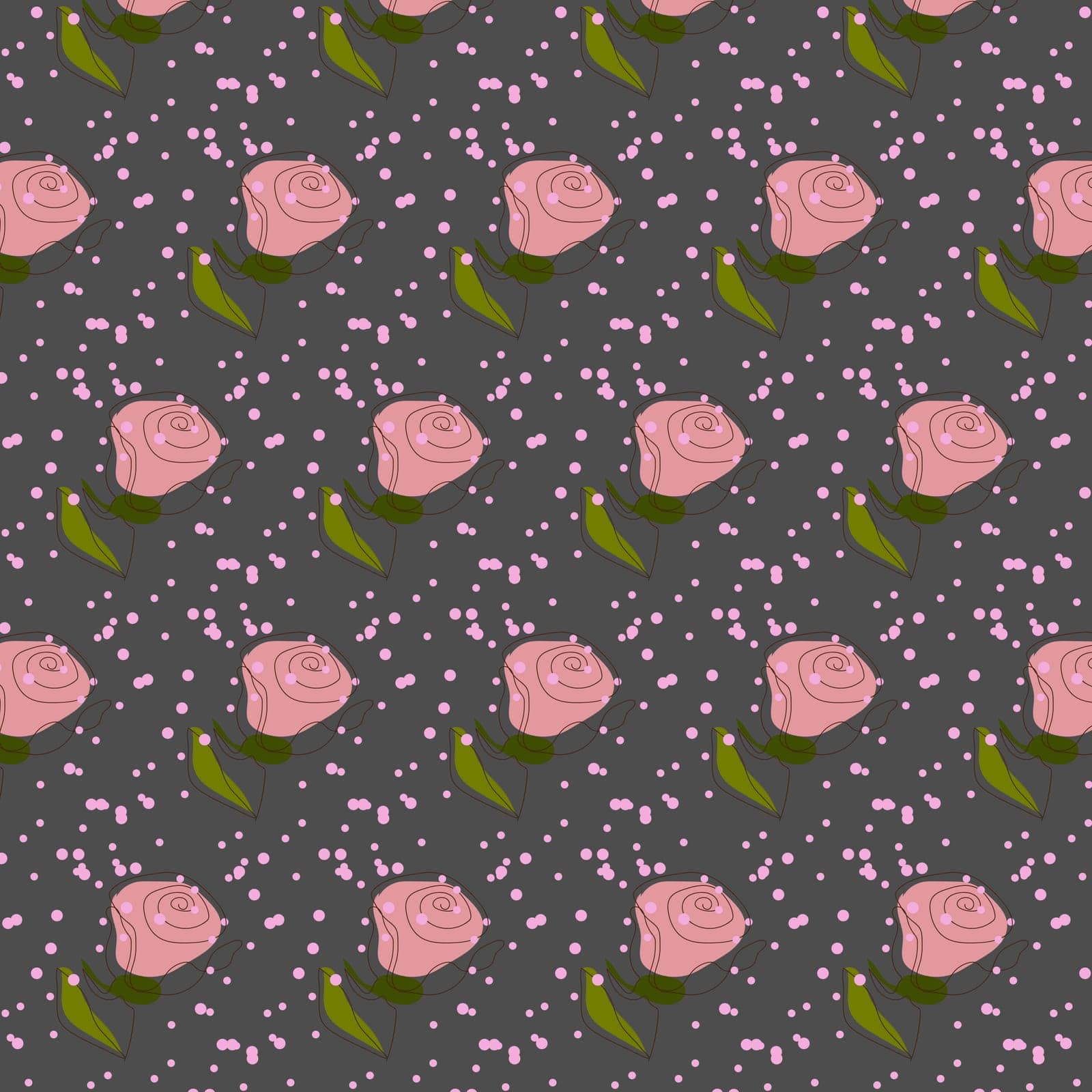 pattern of a rose flower on a gray background