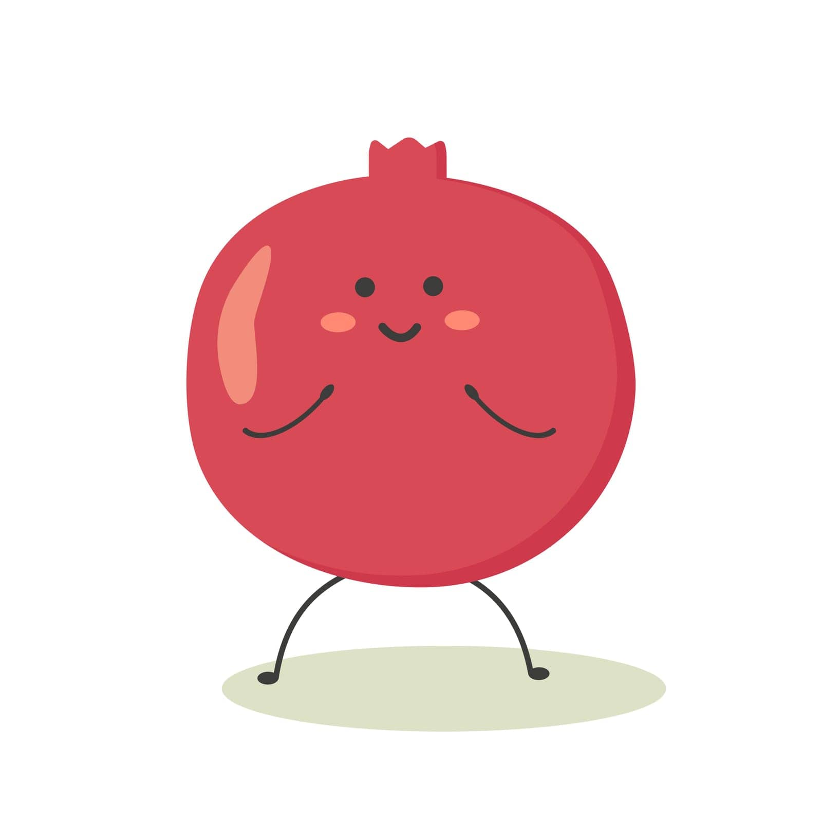 ripe cute pomegranate in cartoon style