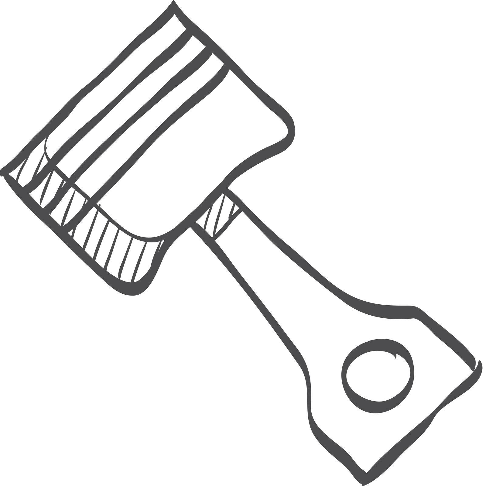 Piston icon in doodle sketch lines. Automotive parts motor auto car technology mechanic