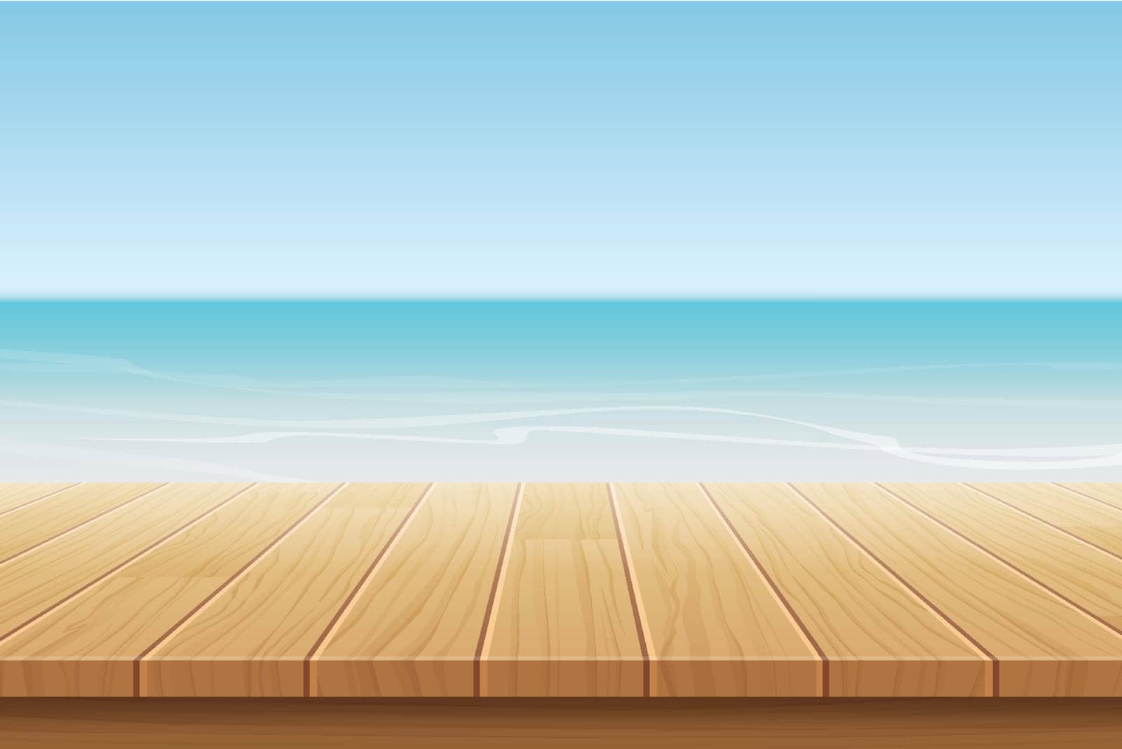 summer background blue sky with sea and wooden for product display montages. by kaisorn