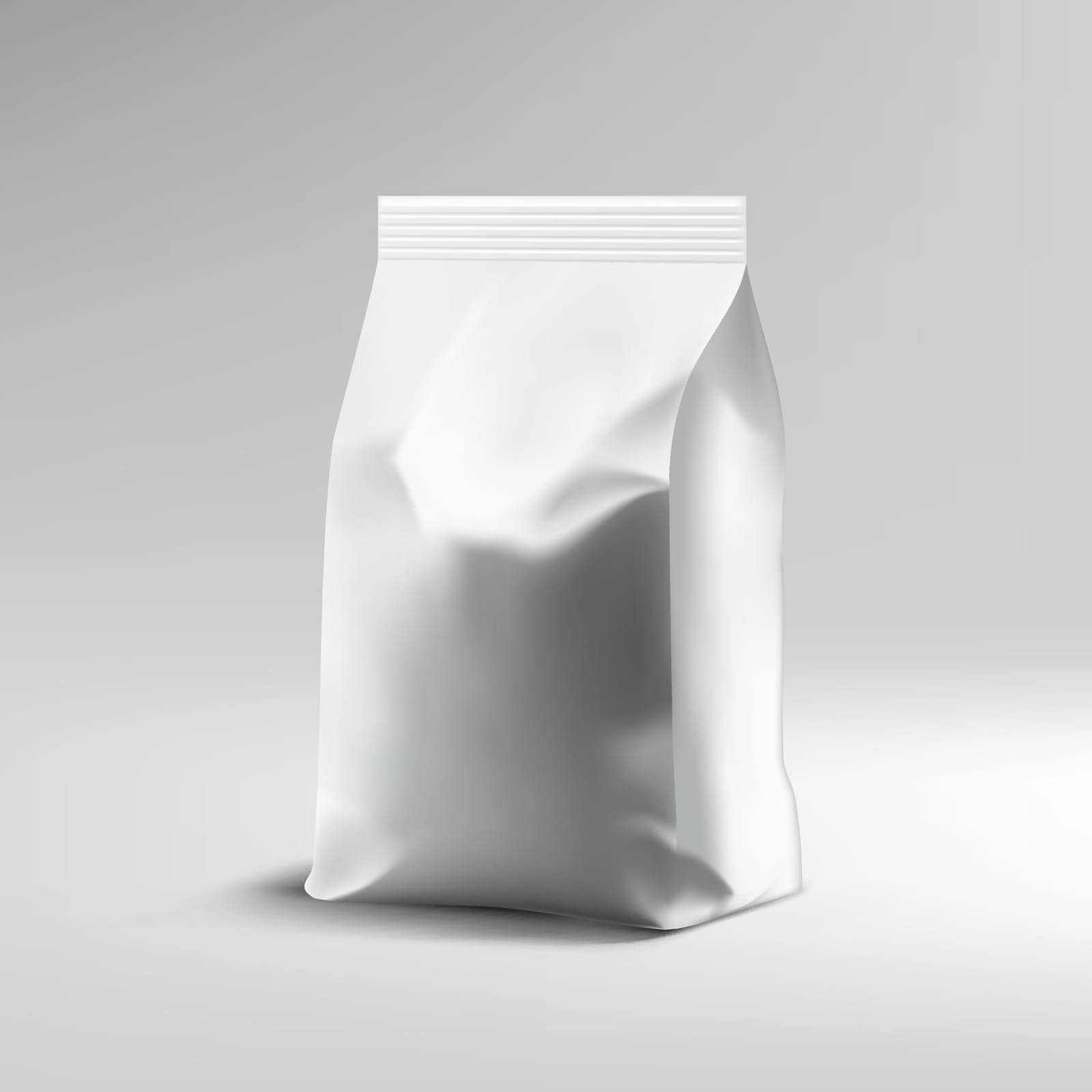 White Clear Foil Snack Sachet Bag Packaging. EPS10 Vector
