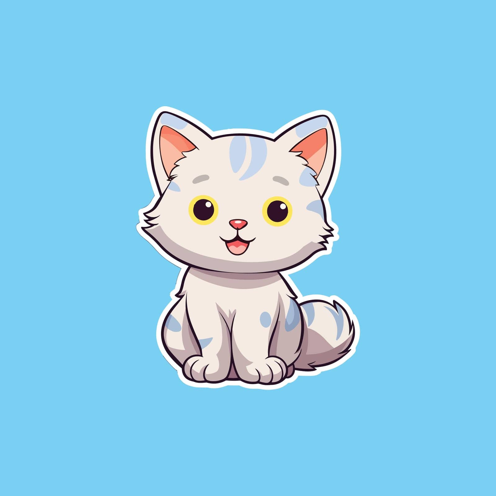 Cute cat sitting smiling isolated by Vinhsino