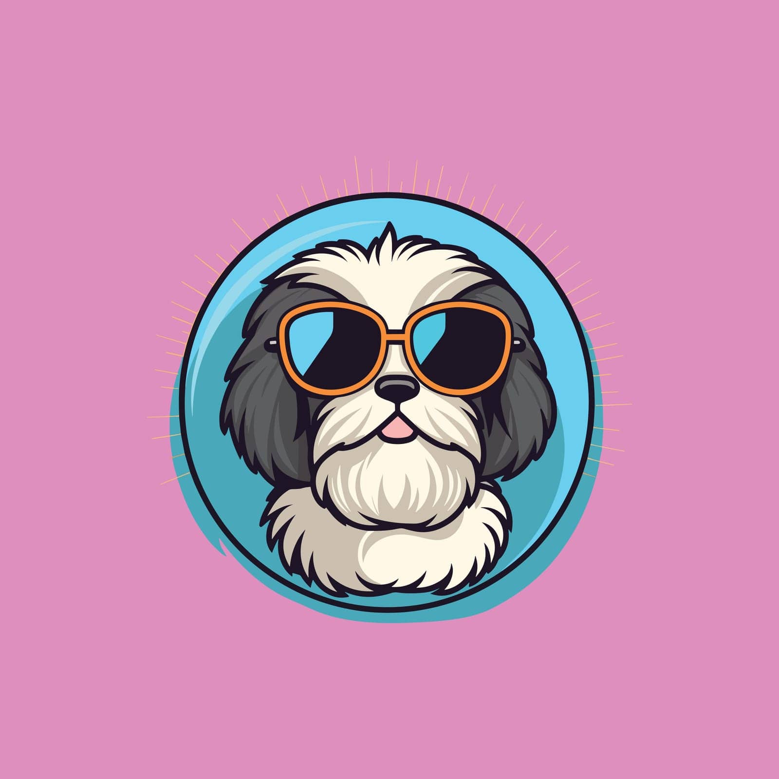 Funky dog wearing sunglasses on pink by Vinhsino