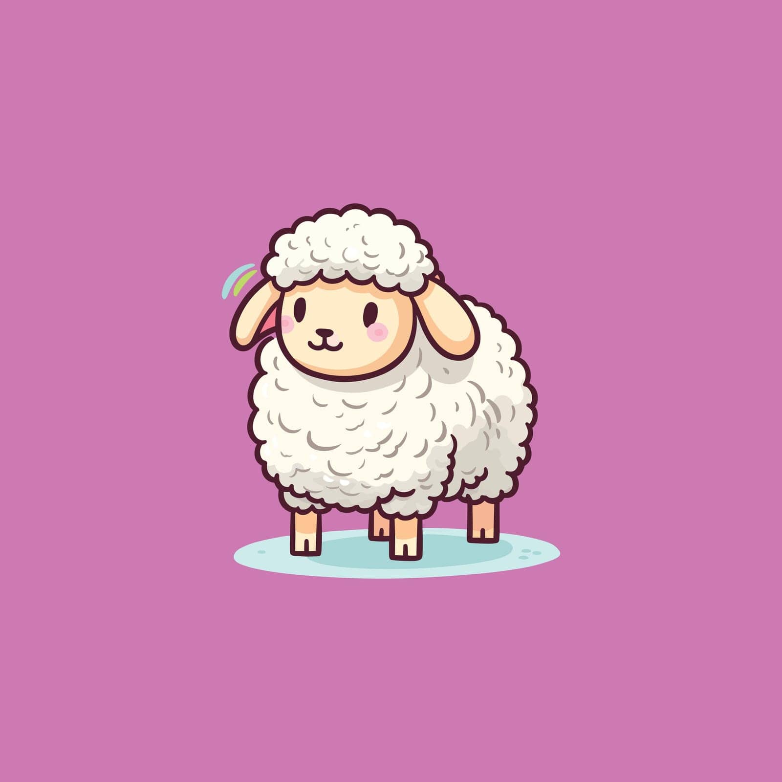 cute sheep on pink background by Vinhsino