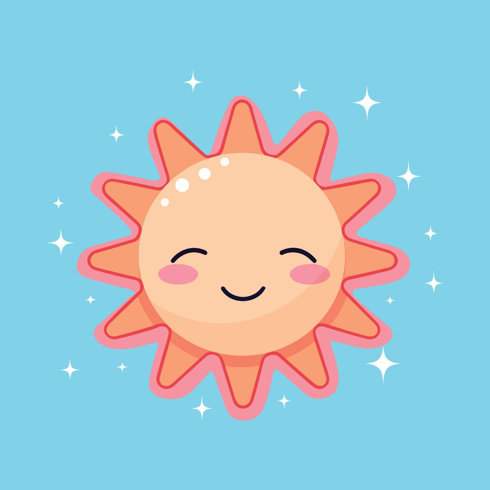 Cute sun in boho style in pastel colors