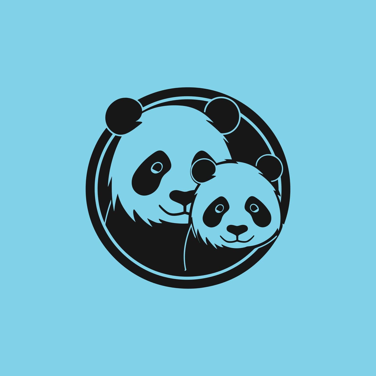 two panda head zoomed in circular black by Vinhsino