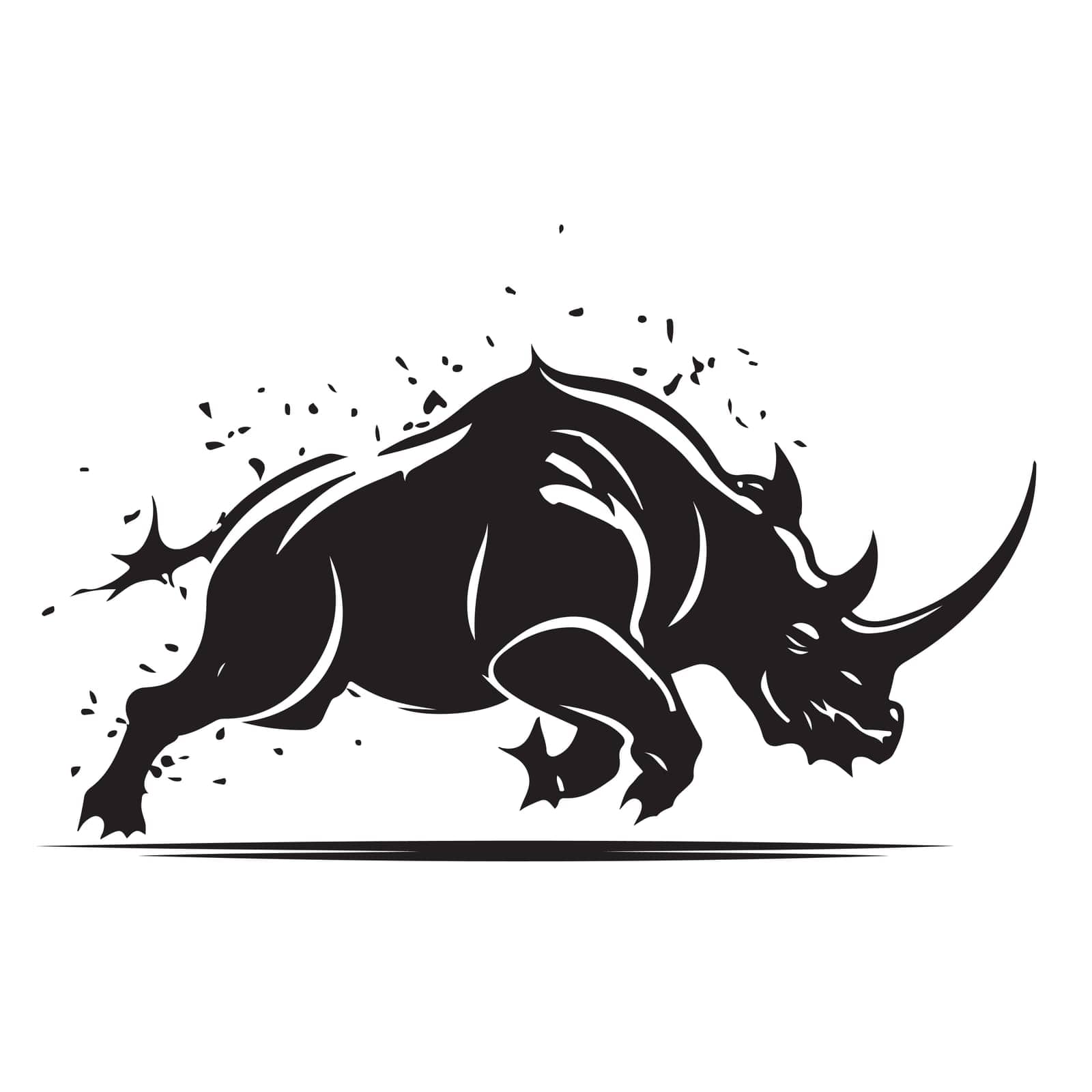 Rhino logo template. Endangered African Rhinoceros silhouette icon. Horned animal symbol. Vector illustration