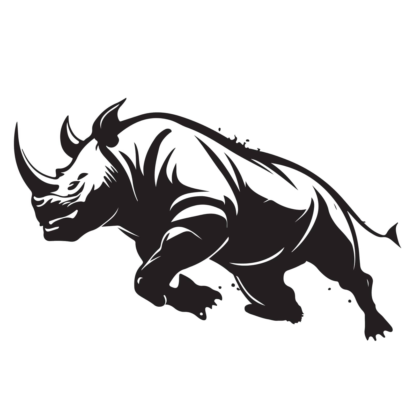 Rhino logo template. Endangered African Rhinoceros silhouette icon. Horned animal symbol. Vector illustration