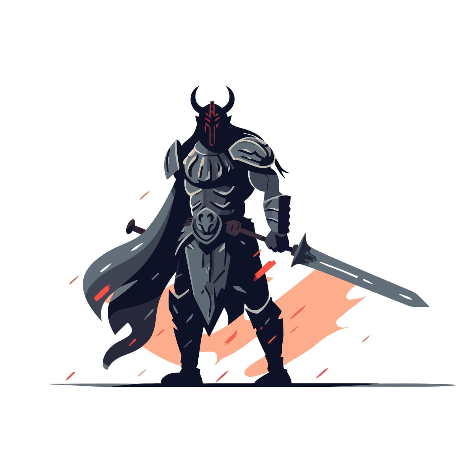 Image of warrior with weapons. Ancient warrior soldier. Vector illustration
