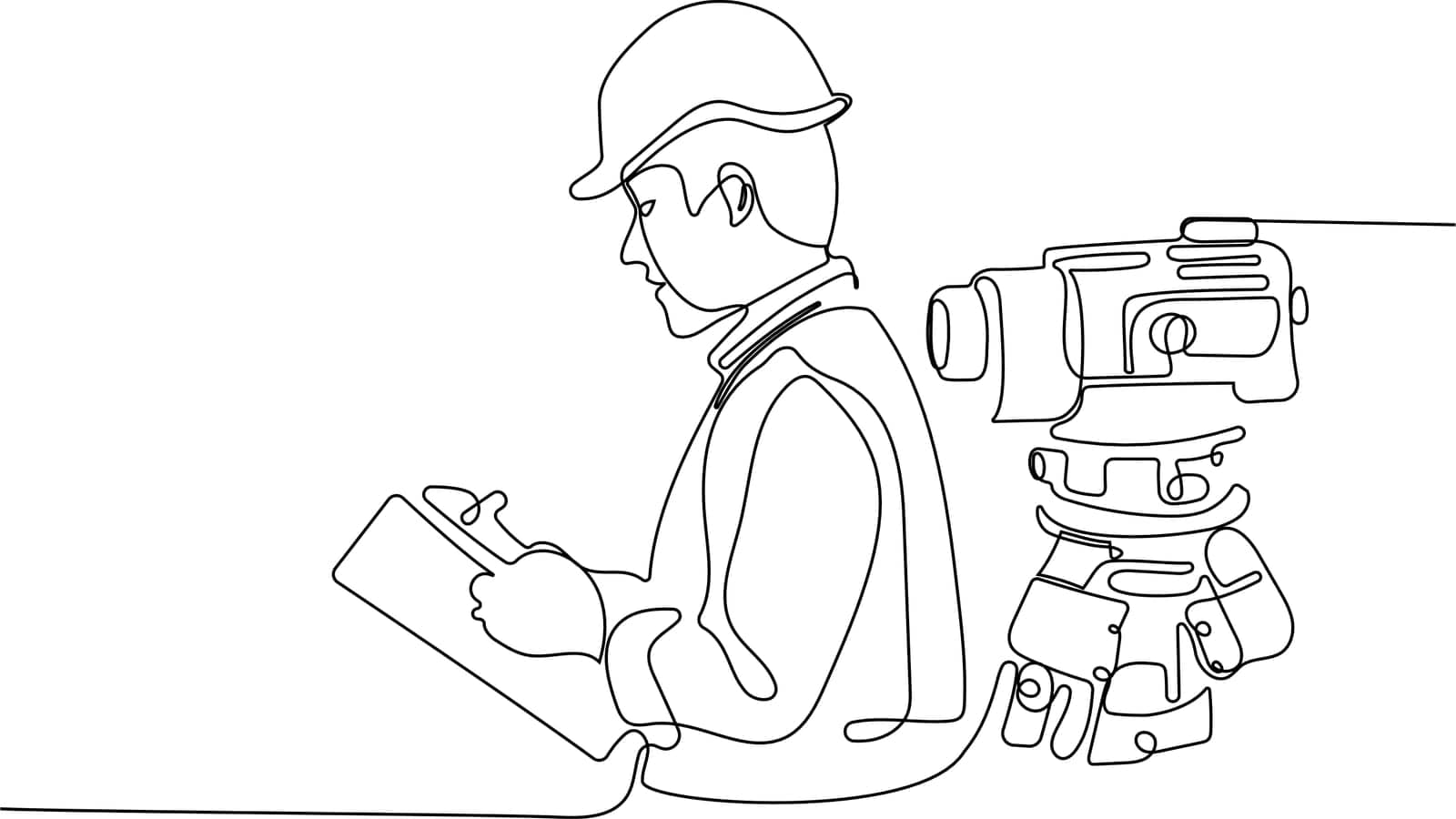 Surveyor with a tripod icon. Geodesic tripod. by milastokerpro