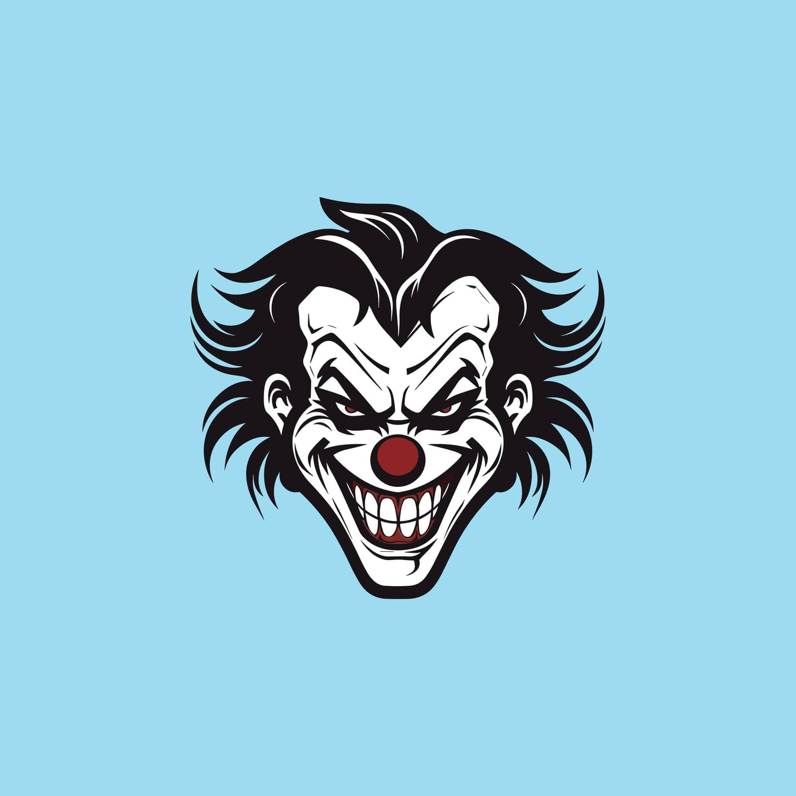 horror joker face with black hair vector by Vinhsino