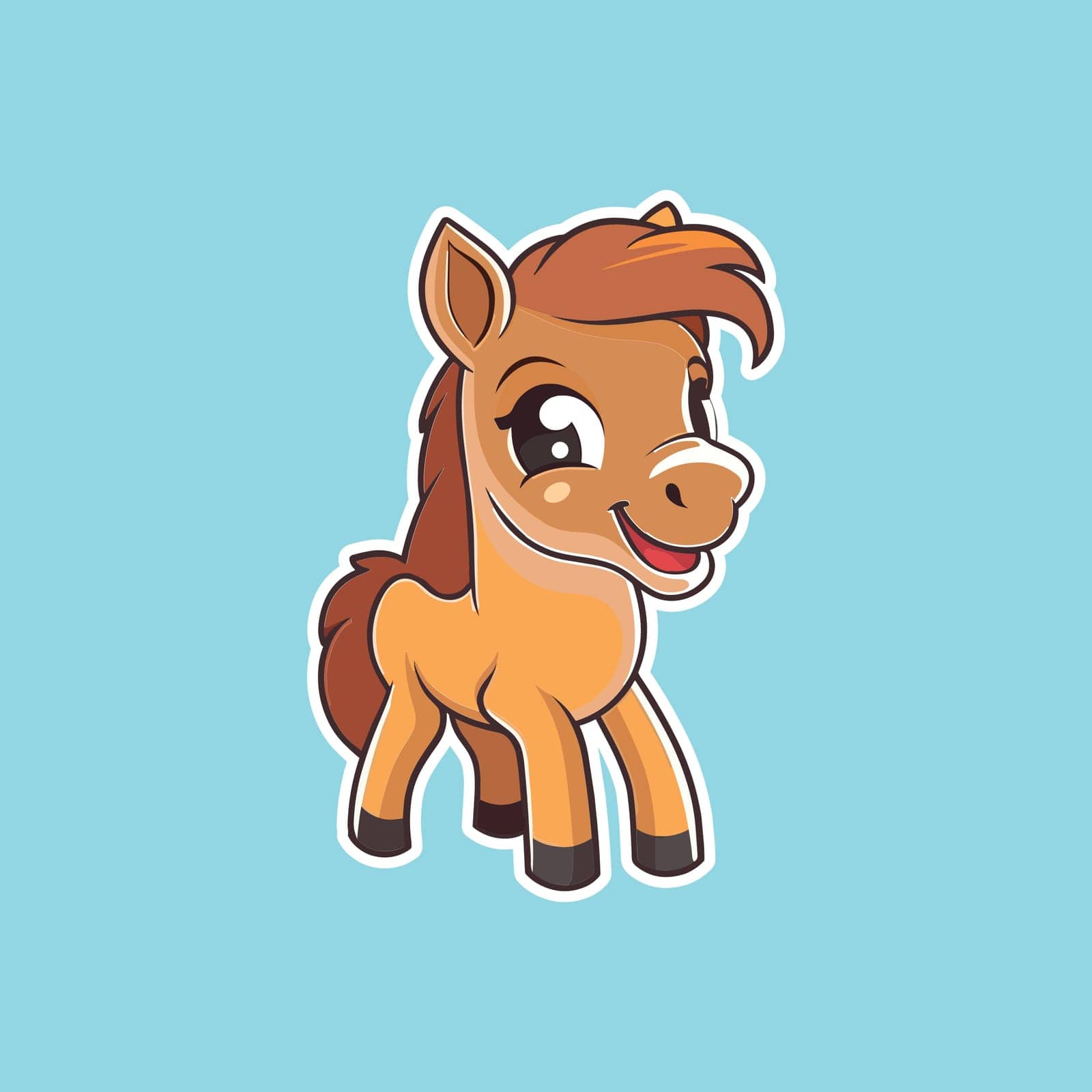 Painted cute funny brown smiling horse sticker by Vinhsino