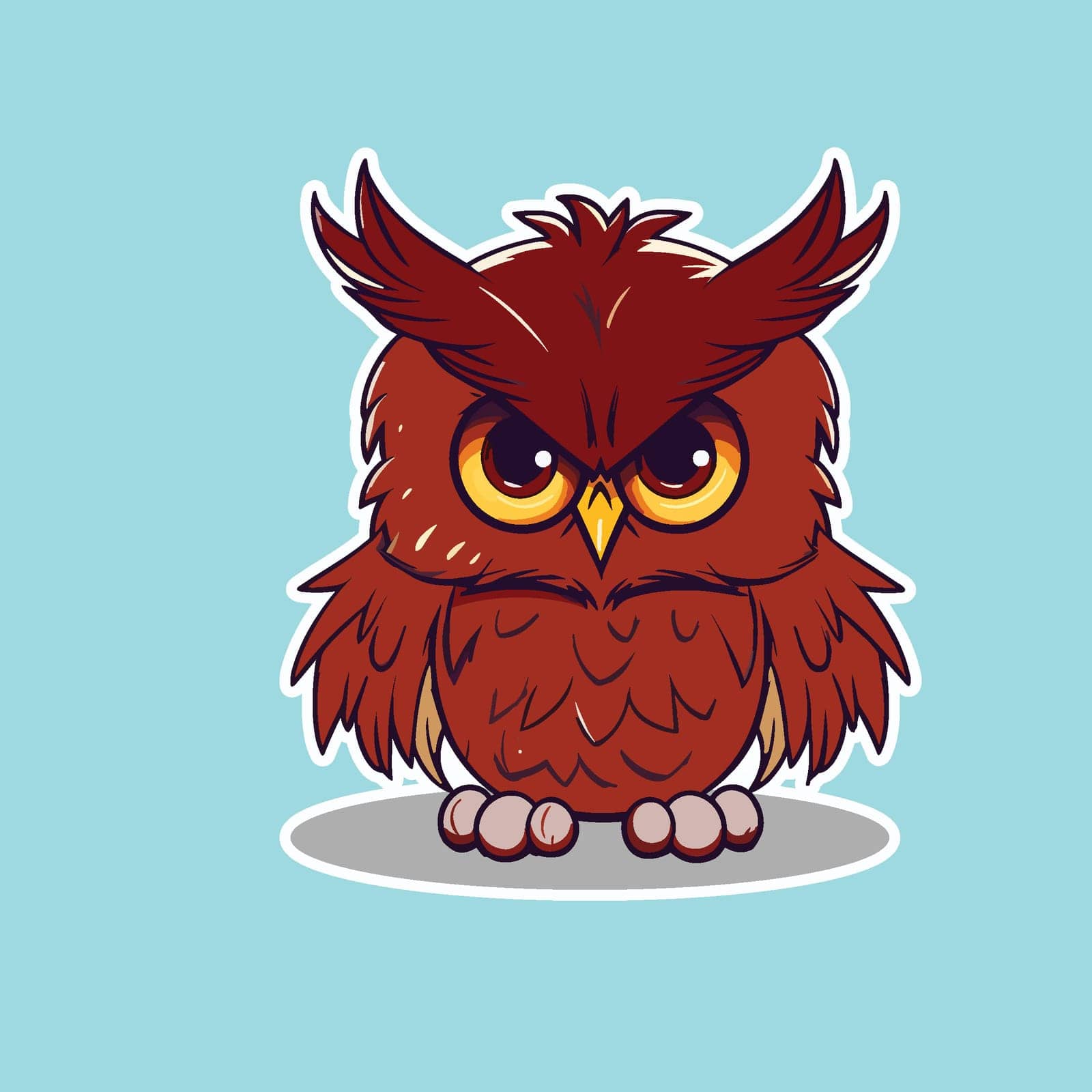Red Owl Sticker on blue background