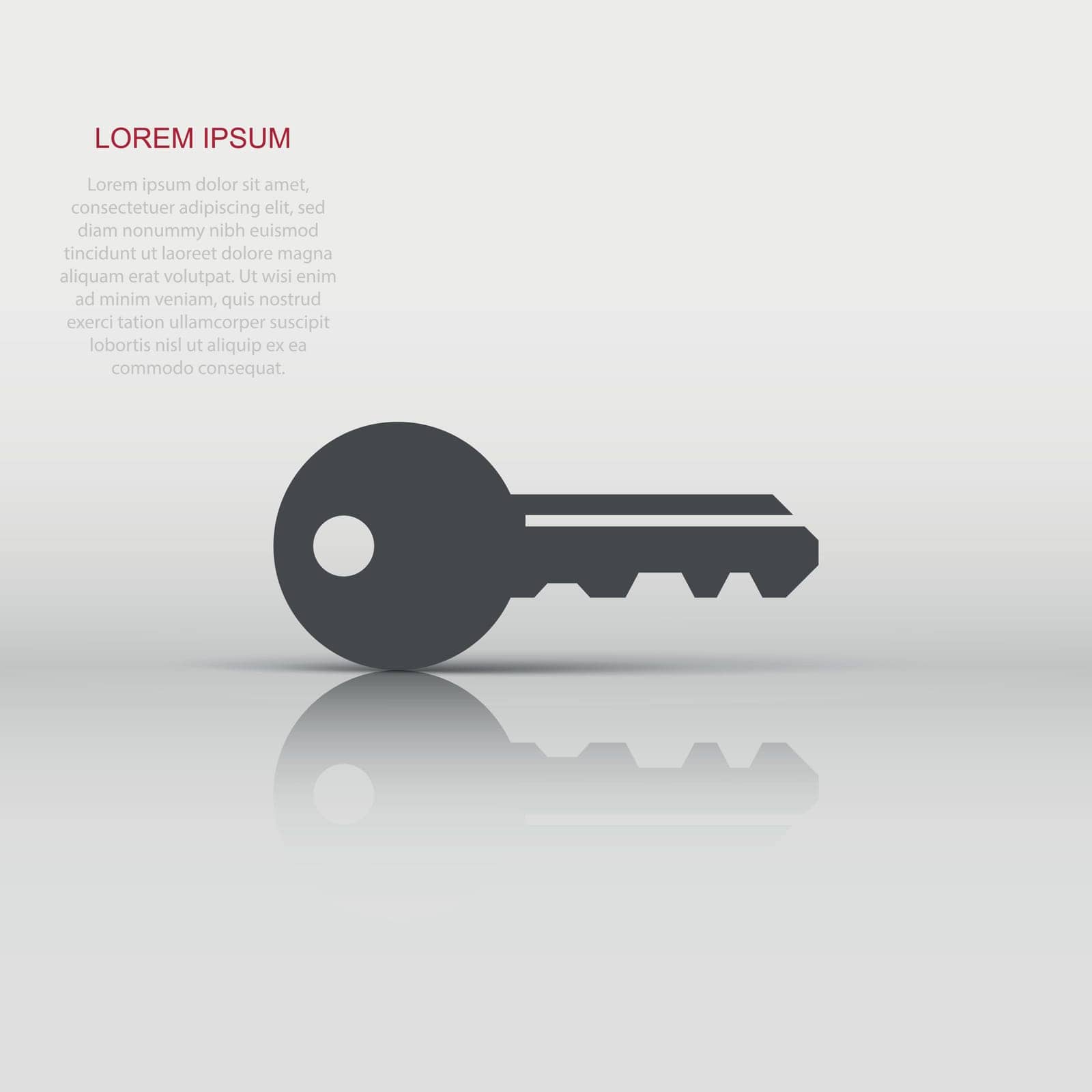 Key icon in flat style. Access login vector illustration on white isolated background. Password key business concept.