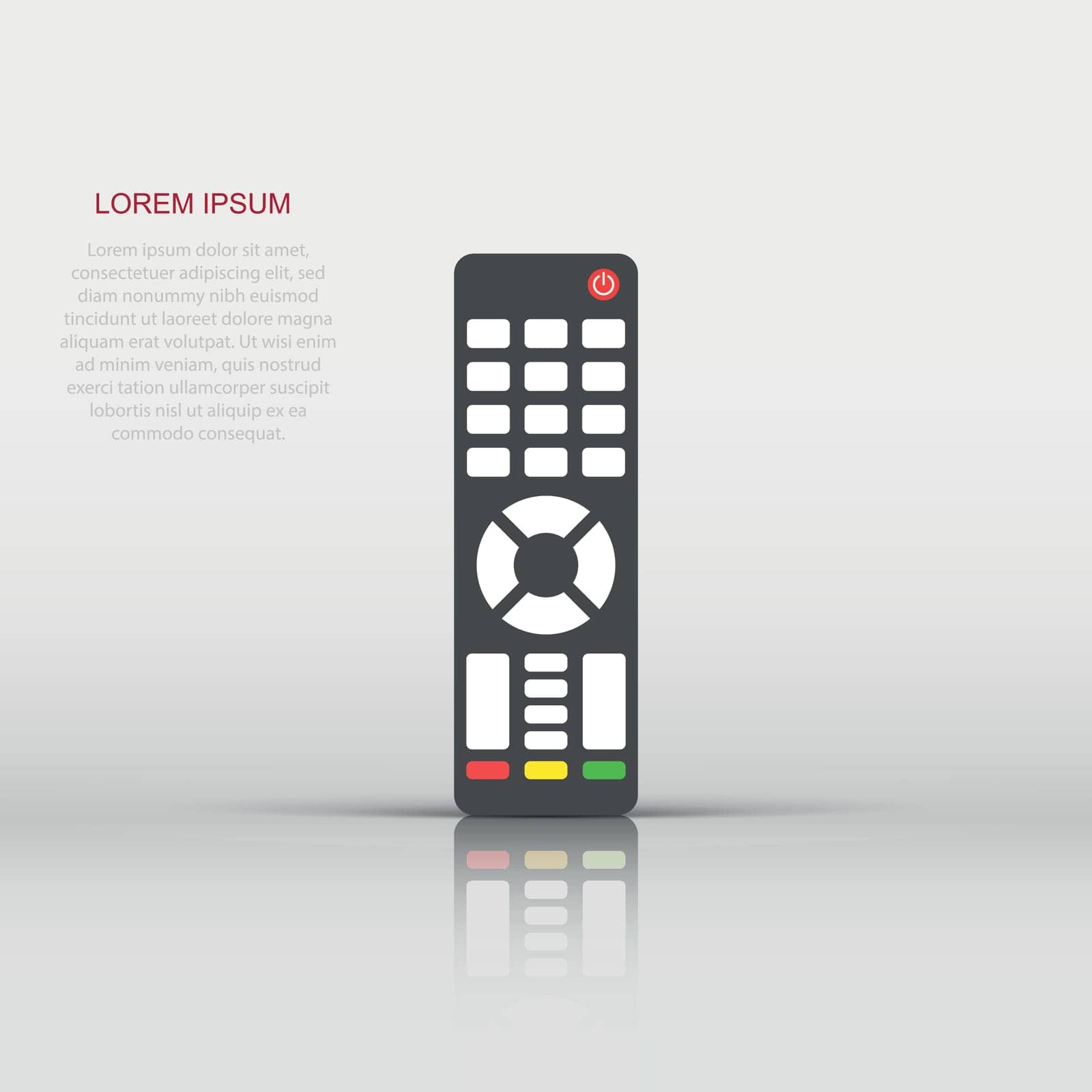 Remote control icon in flat style. Infrared controller vector illustration on white isolated background. Tv keypad business concept.