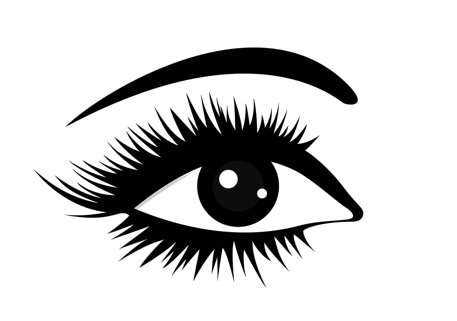 Black eye with lash and brow silhouette. Vector Illustration by yganko
