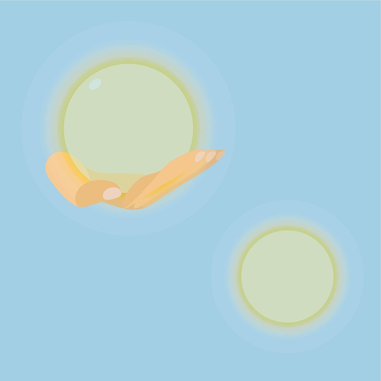 Hand with luminous sphere in vector, eps