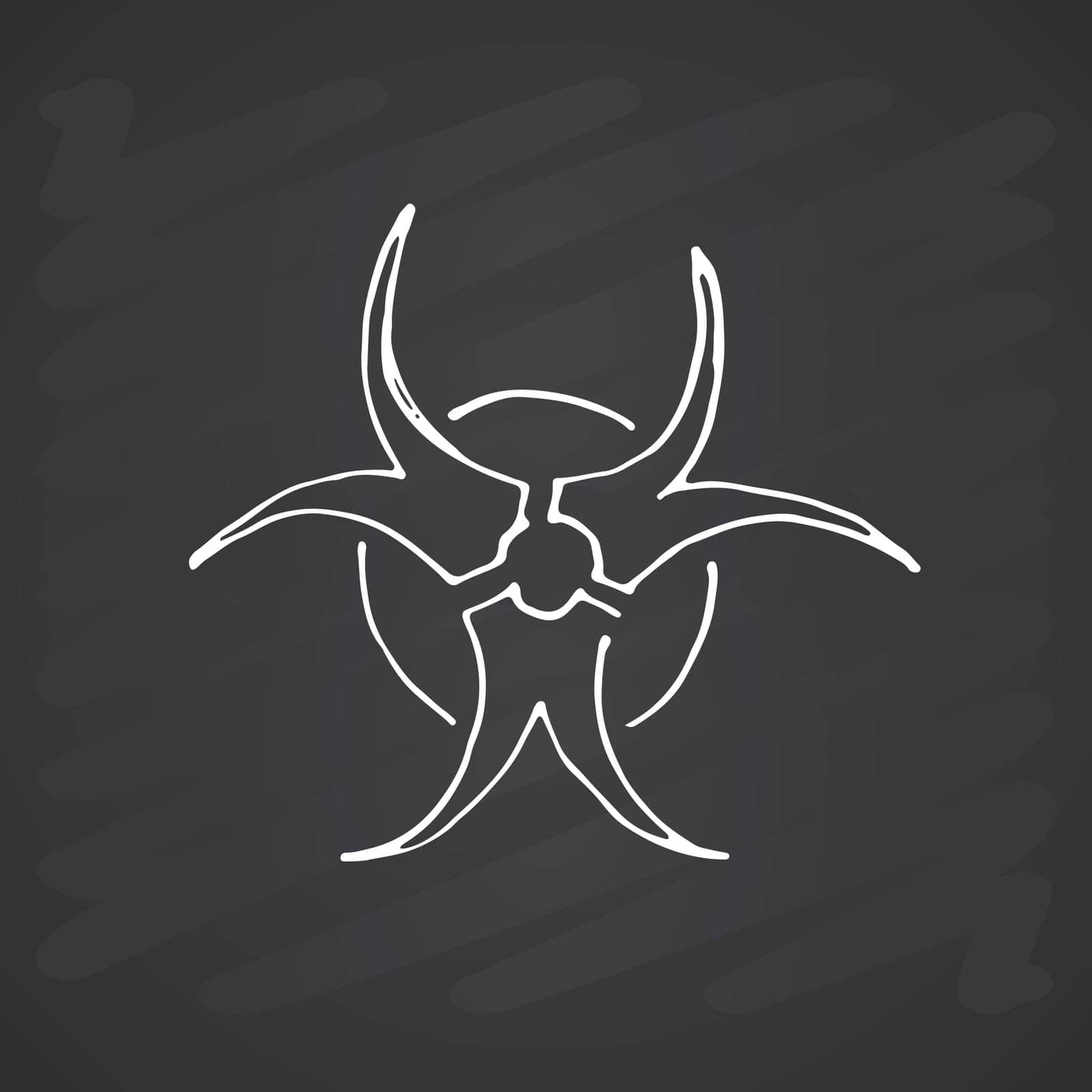 Biohazard symbol Hand Drawn icon. Vector illustration on chalkboard background by Lemon_workshop
