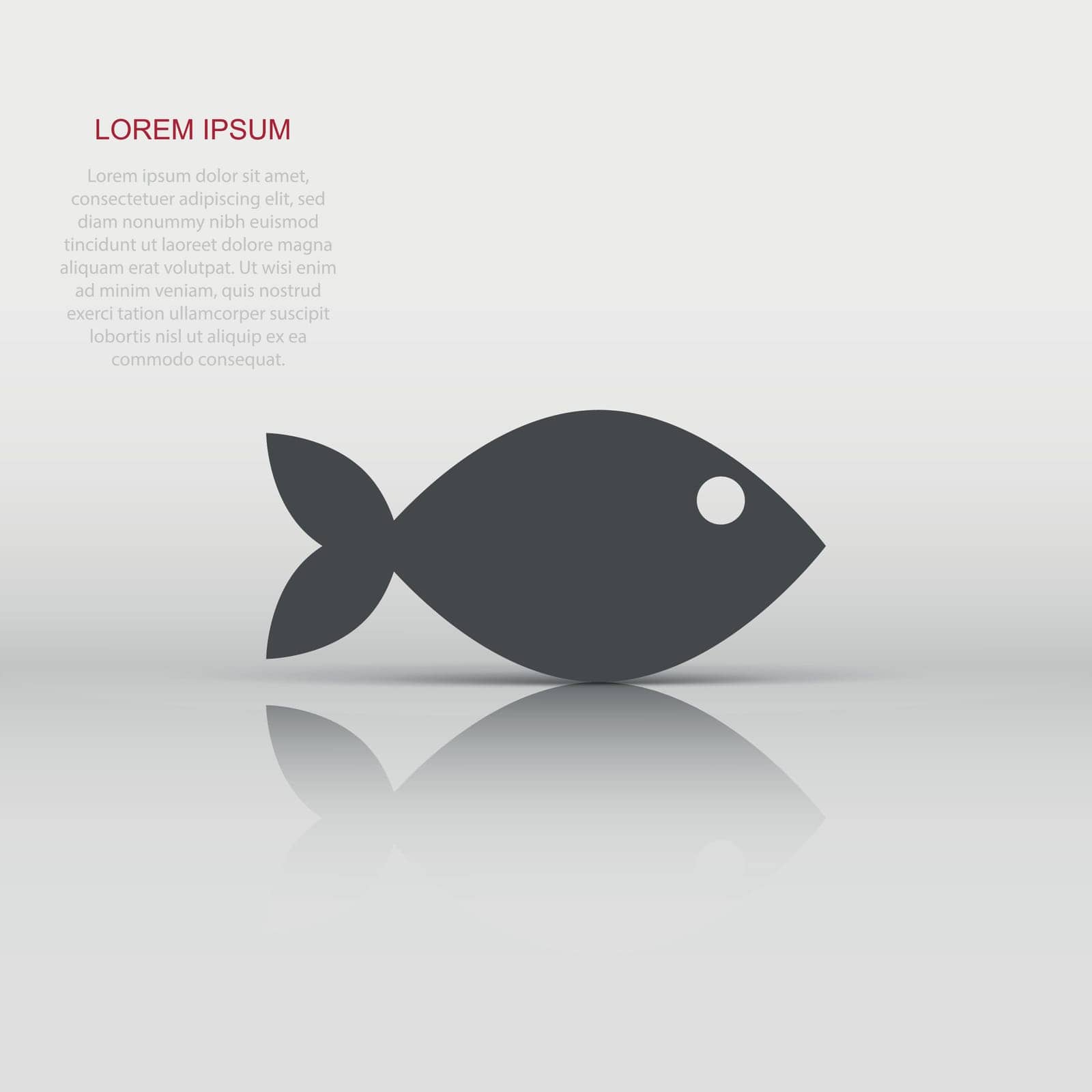 Fish sign icon in flat style. Goldfish vector illustration on white isolated background. Seafood business concept.