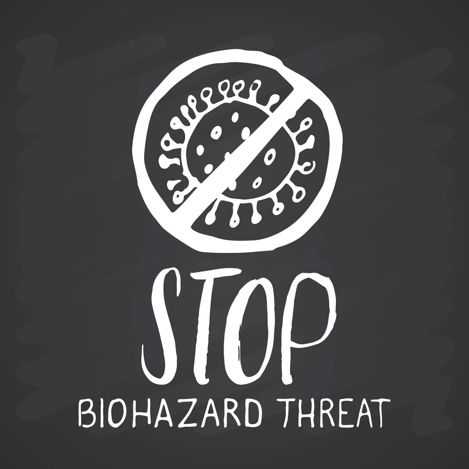 Biohazard threat lettering Hand Drawn icon. Vector illustration on chalkboard background by Lemon_workshop