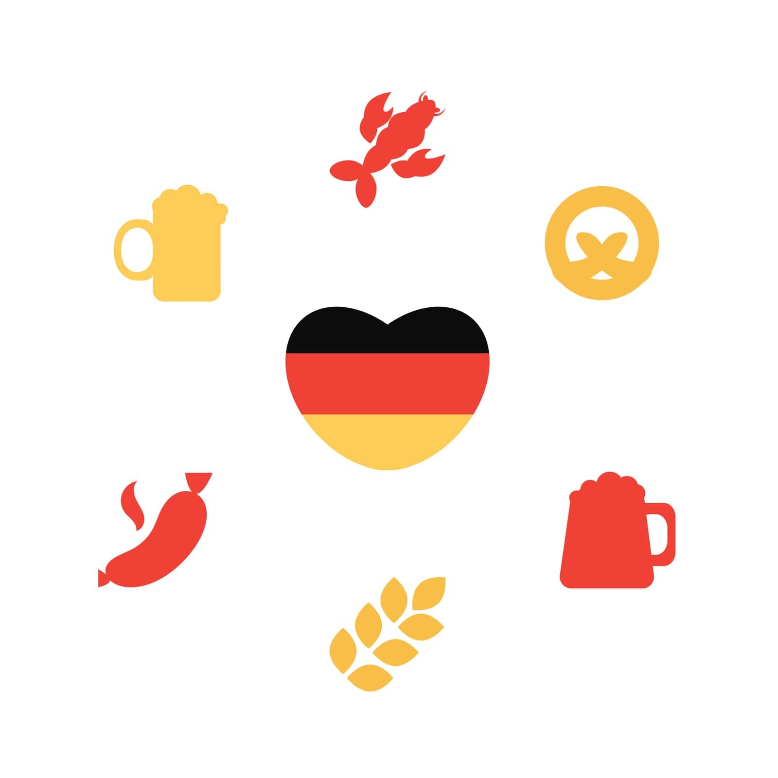 Oktoberfest icons set in silhouettes. Beer festival. Vector