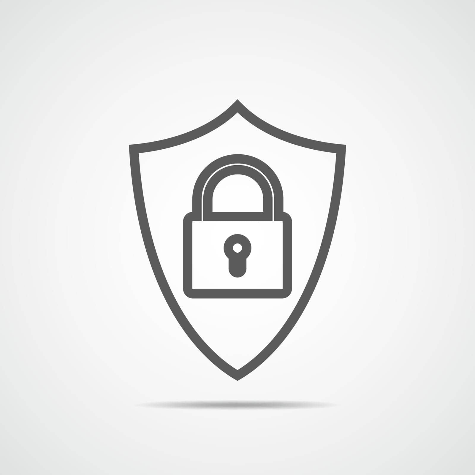 Security icon. Shield with lock. Vector illustration. Protection icon in flat design.