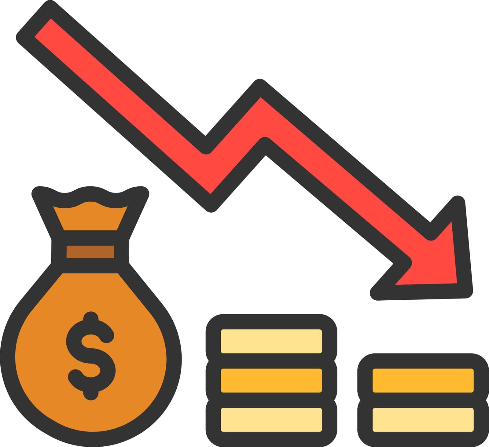 Recession icon vector image. Suitable for mobile application web application and print media.
