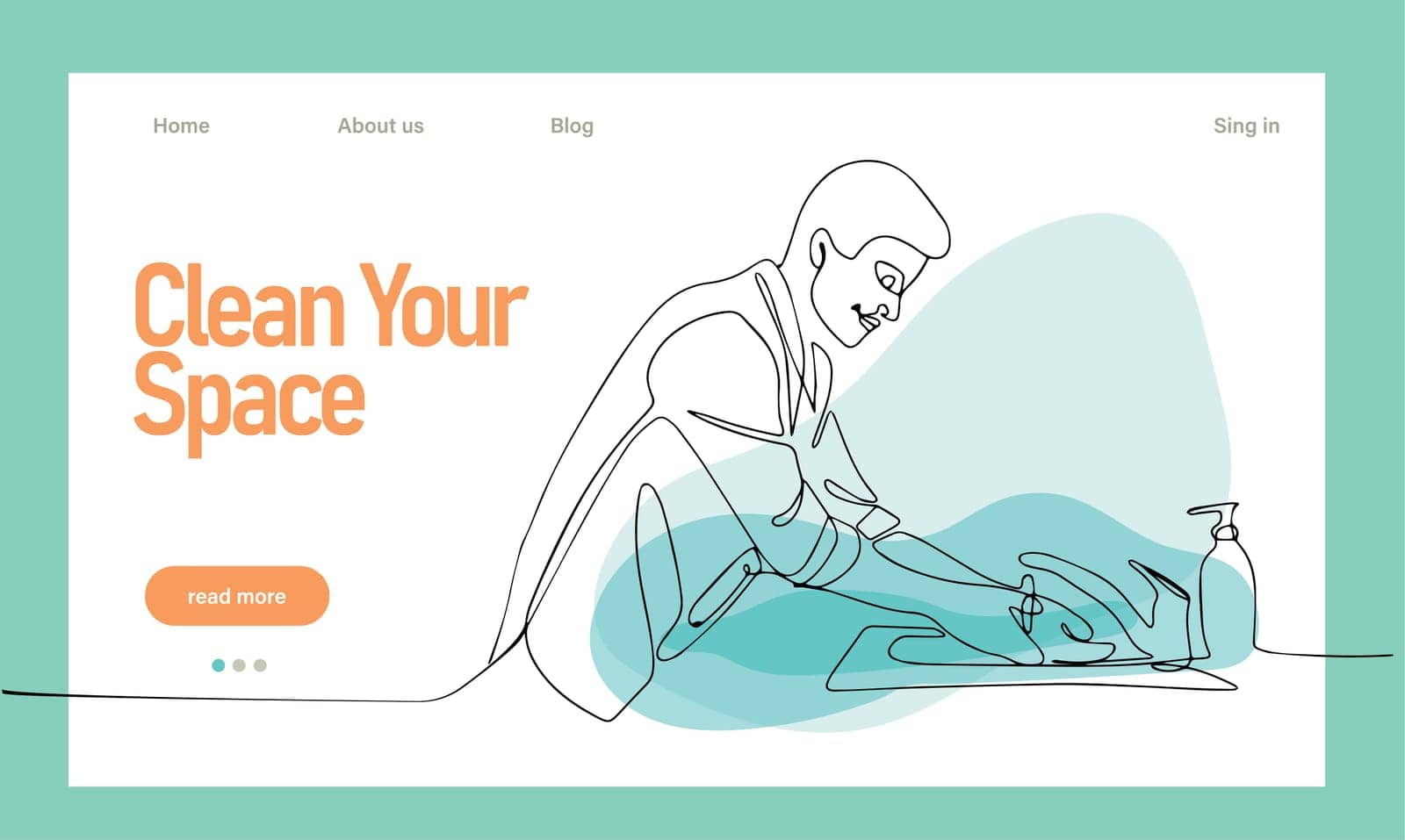Home cleaning service landing page design concept, illustration of janitors with cleaning tools by milastokerpro
