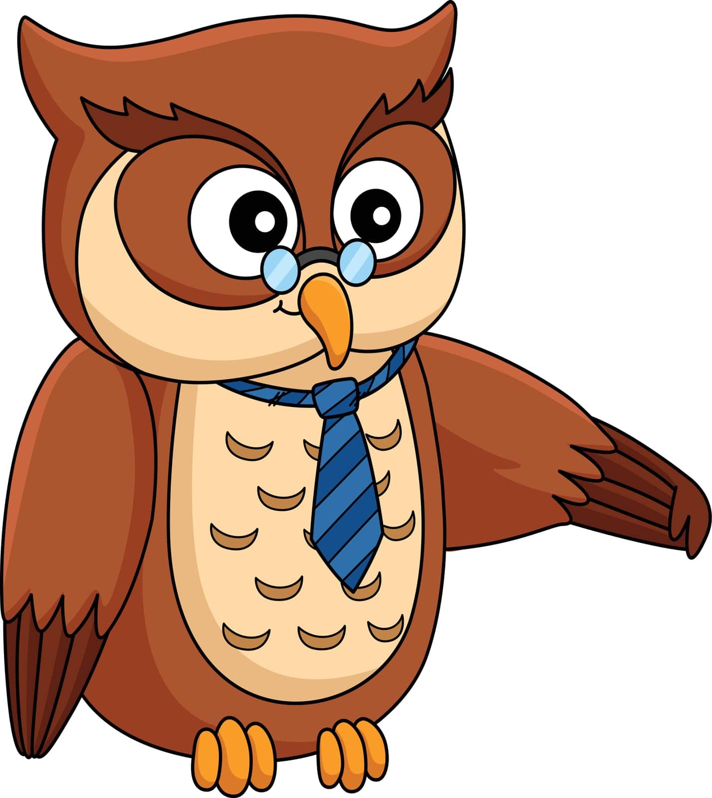 Owl with a Necktie Cartoon Colored Clipart by abbydesign