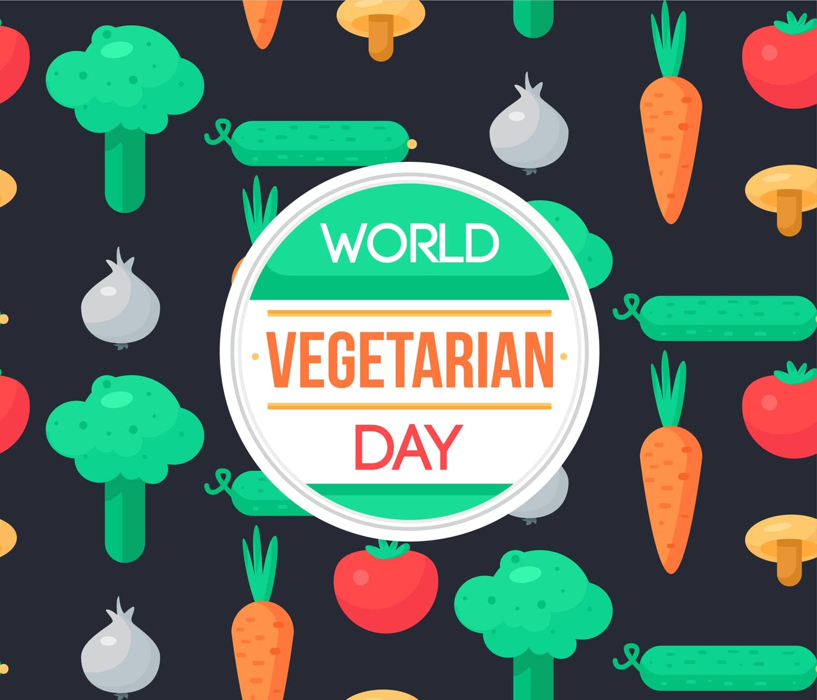 World Vegetarian Day Celebration Banner With Vegetables. Vector