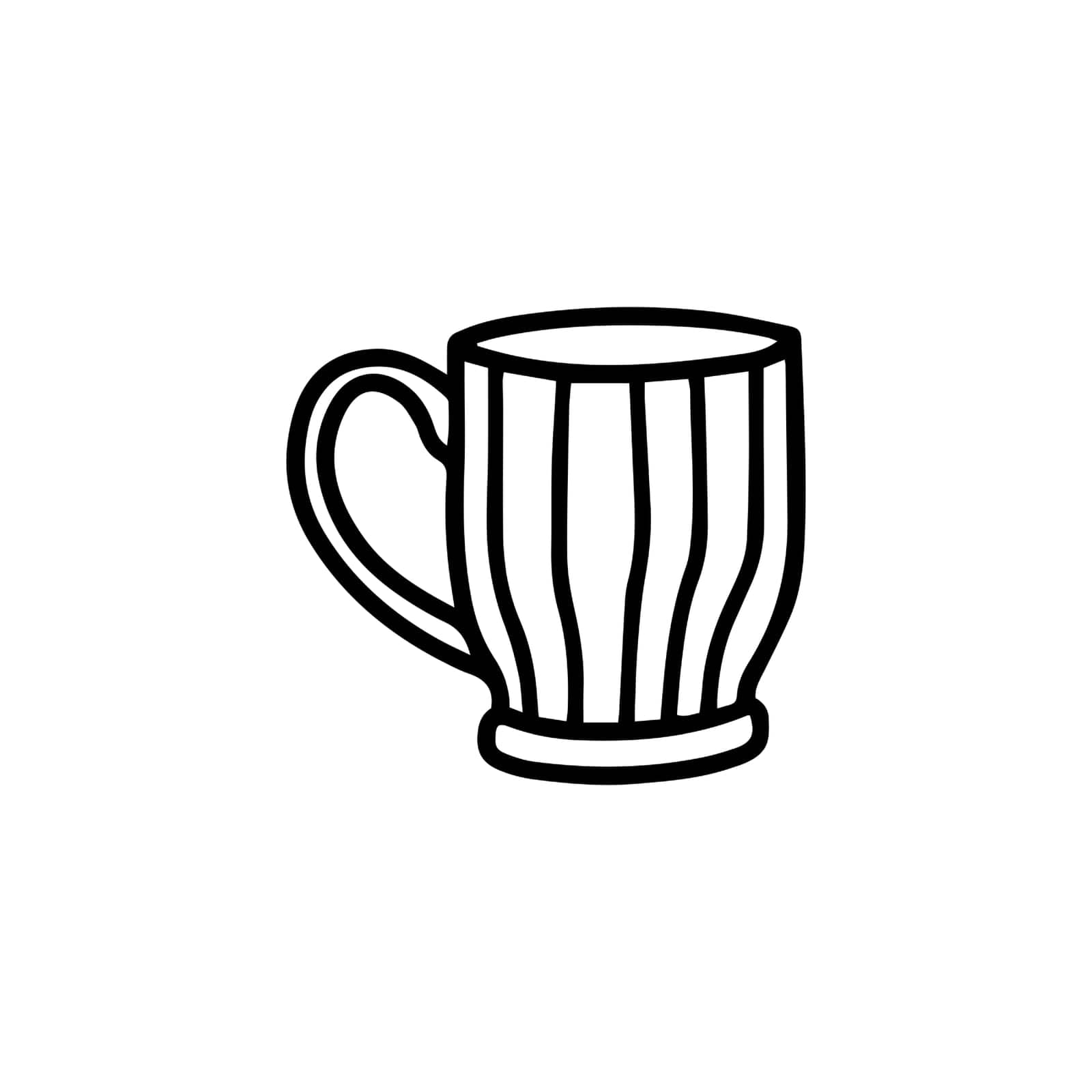 hand-drawn cute mug. Vector illustration in Doodle style. Design for menu, print, and Mug
